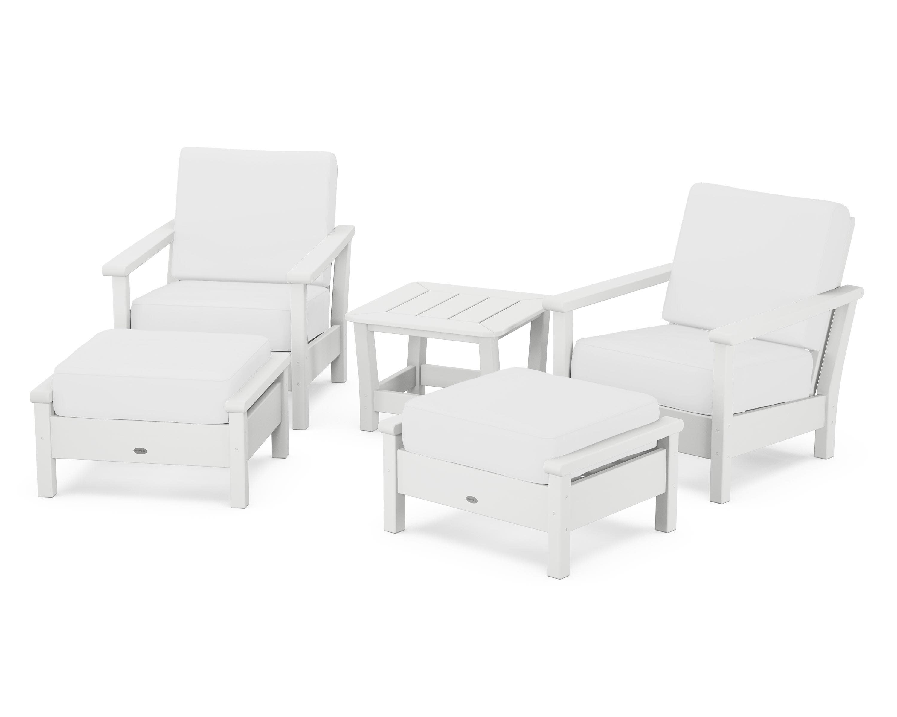Harbour 5-Piece Deep Seating Chair Set in White / Natural
