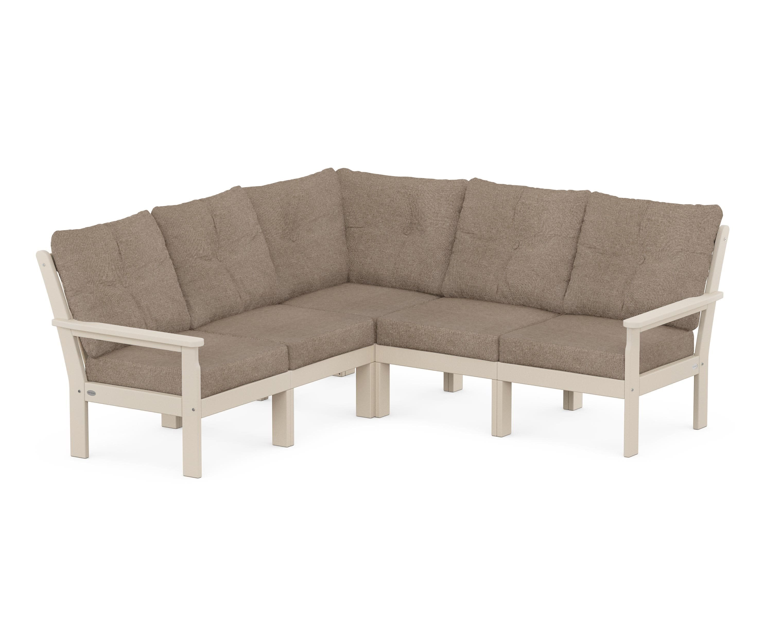 Vineyard 5-Piece Sectional in Sand / Spiced Burlap