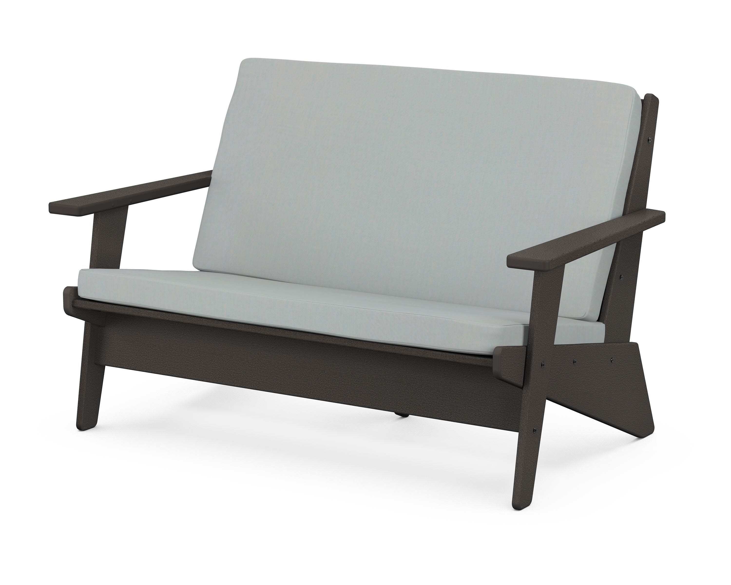 Riviera Modern Lounge Loveseat in Vintage Coffee / Spa