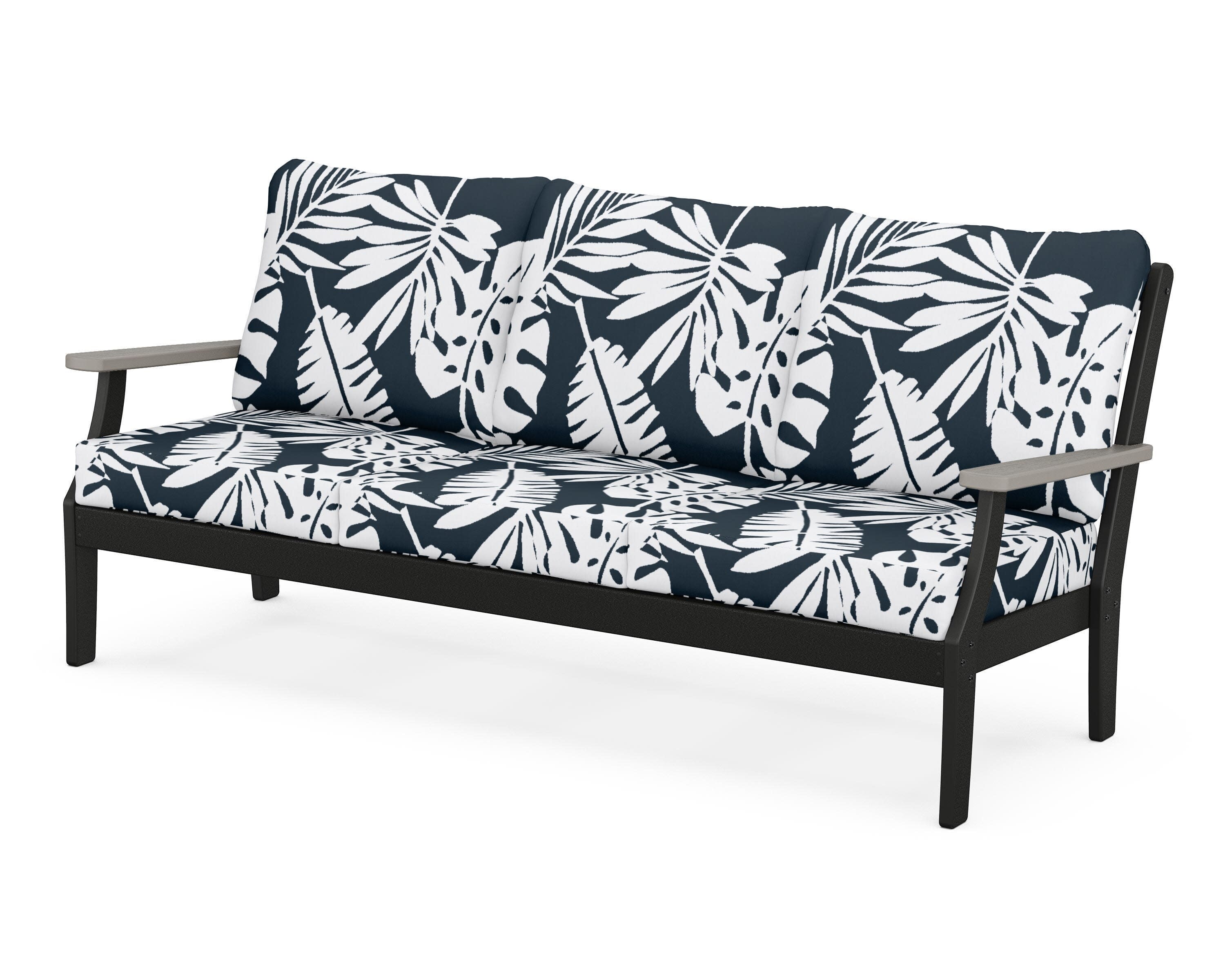 Braxton Deep Seating Sofa in Black / Driftwood / Leaf Marine Indigo