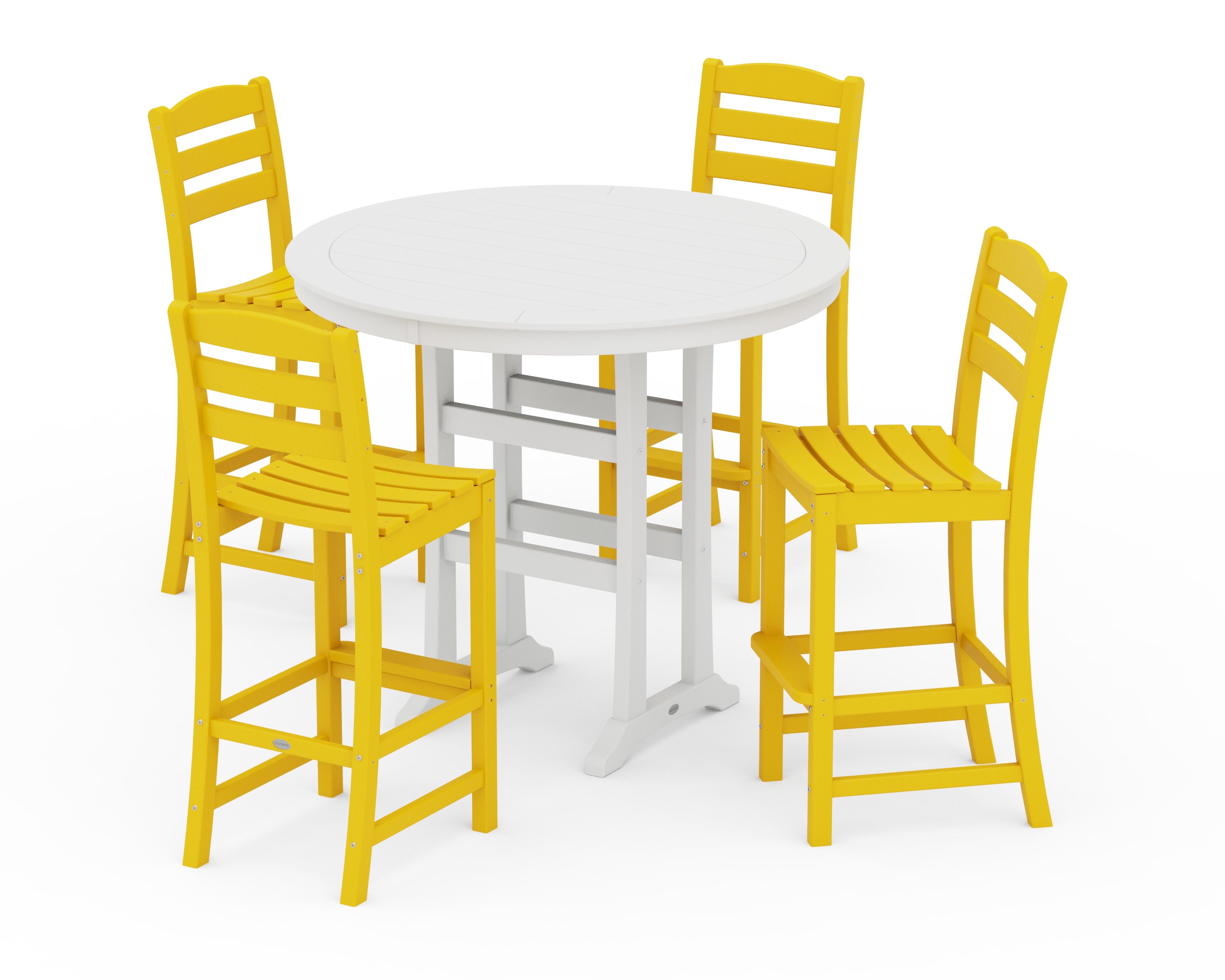 La Casa Caf 5-Piece Side Chair Bar Dining Set in Lemon / White