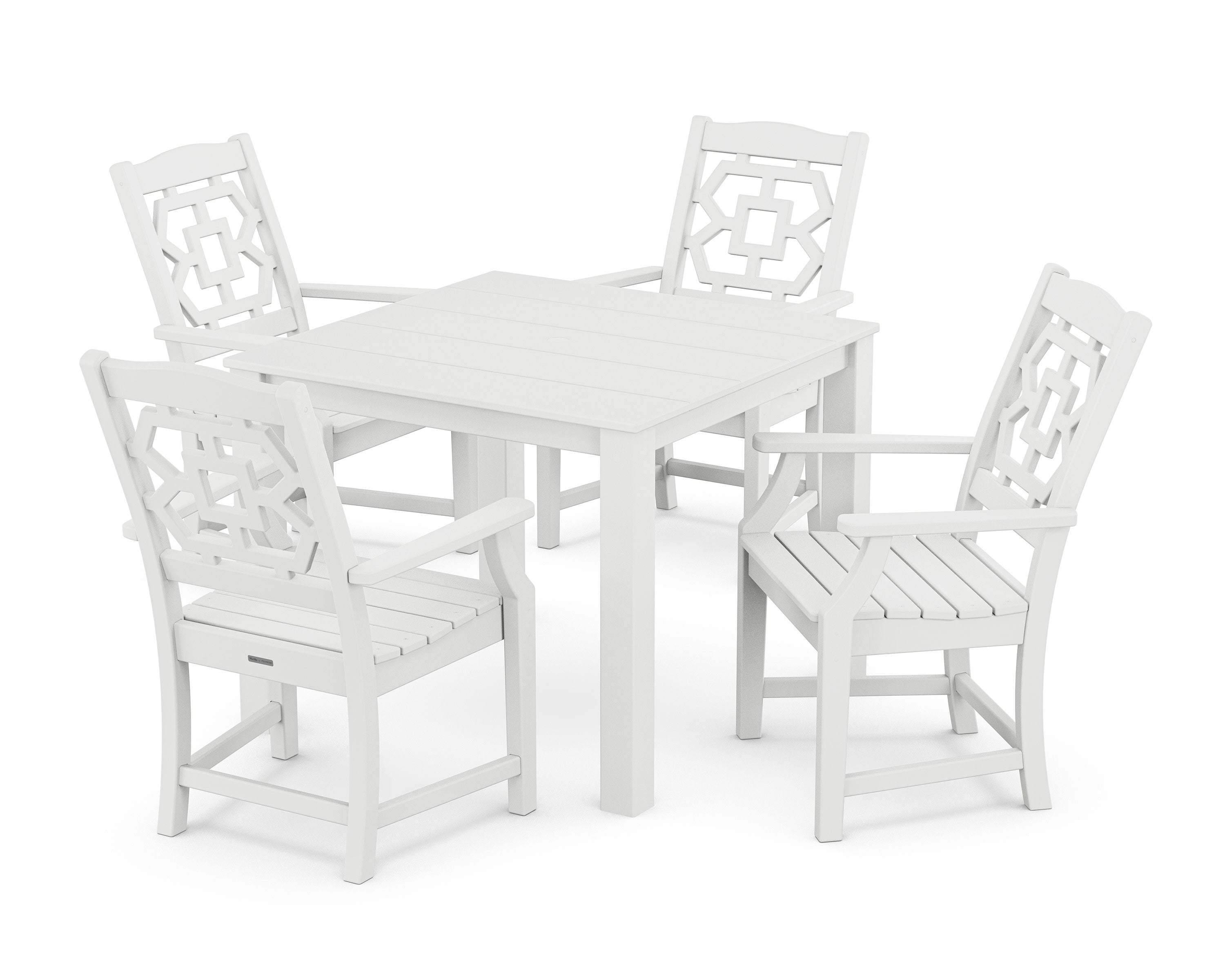 Chinoiserie 5-Piece Parsons Dining Set in White