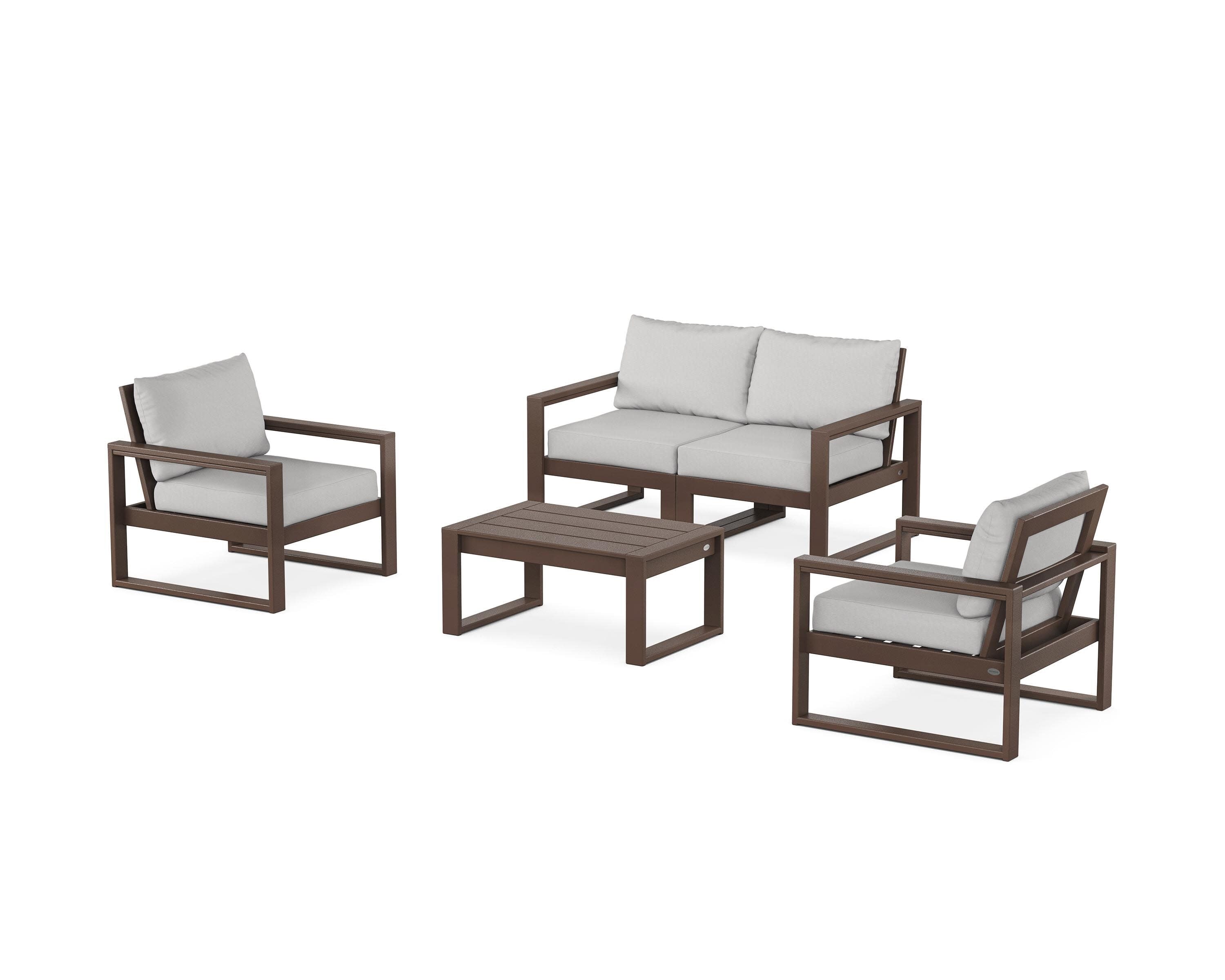 EDGE Sectional 4-Piece Deep Seating Set with Loveseat in Mahogany / Diamond in the Rough