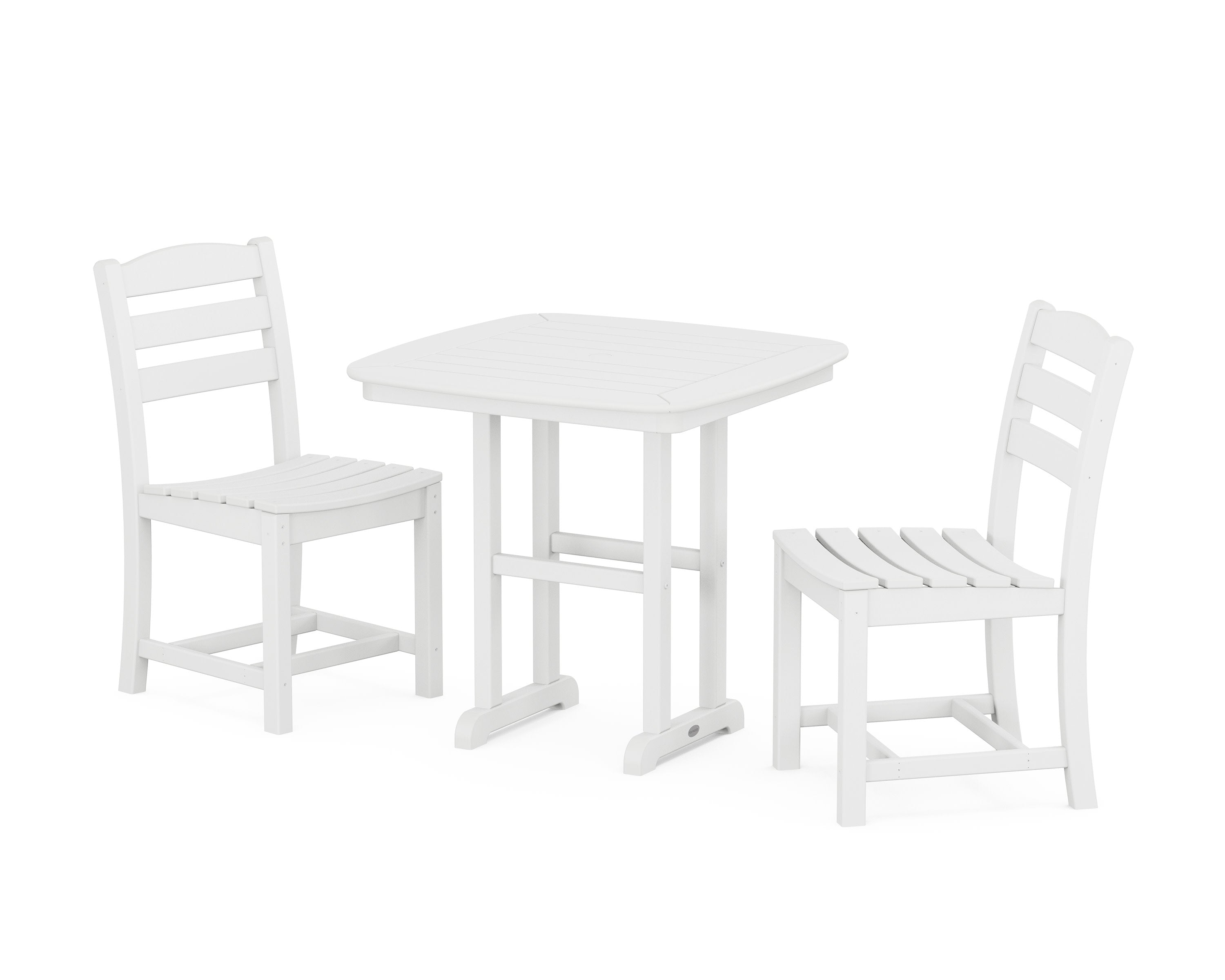 La Casa Caf Side Chair 3-Piece Dining Set in White