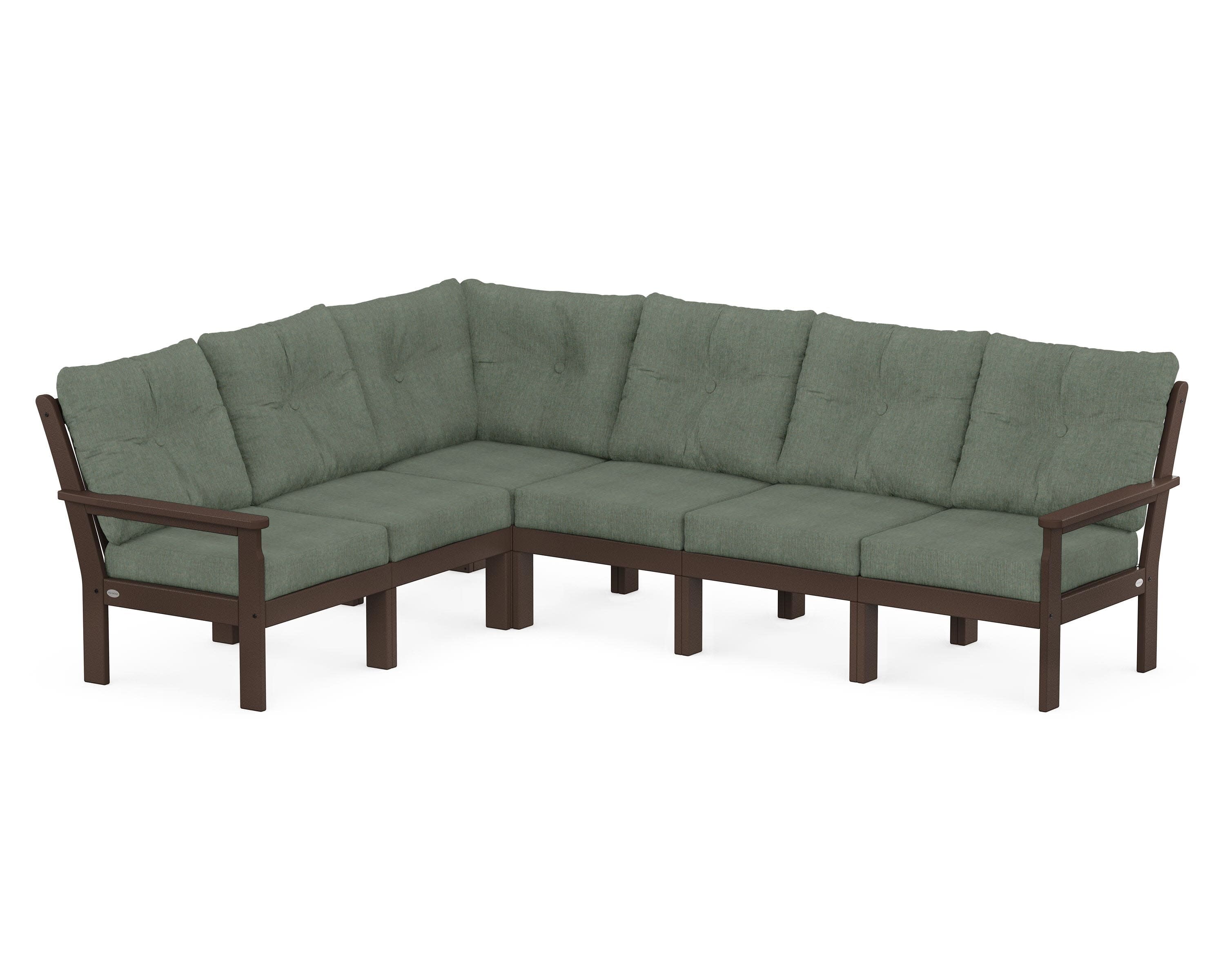 Vineyard 6-Piece Sectional in Mahogany / Cast Sage