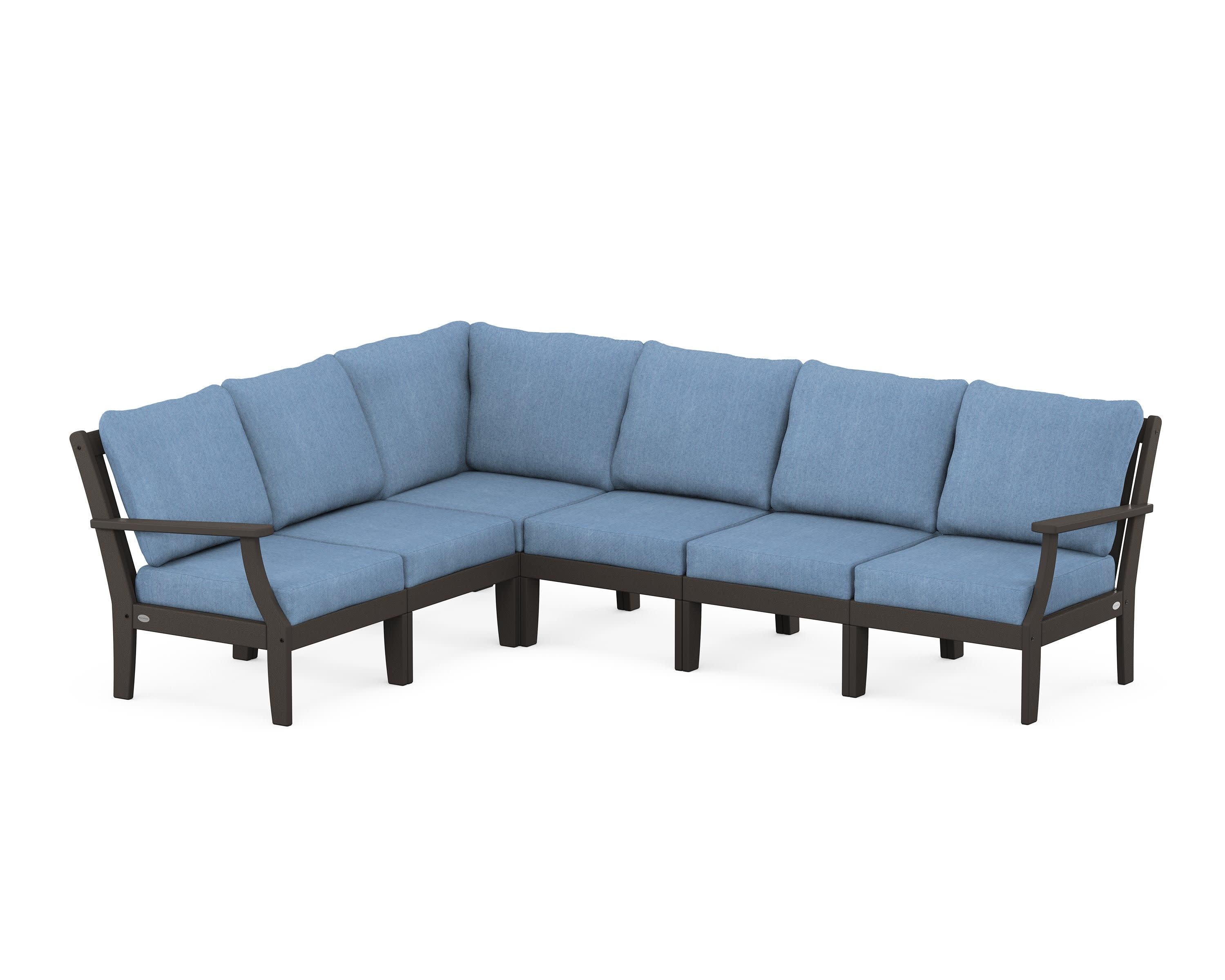 Braxton Modular 6-Piece Deep Seating Set in Vintage Coffee / Sky Blue