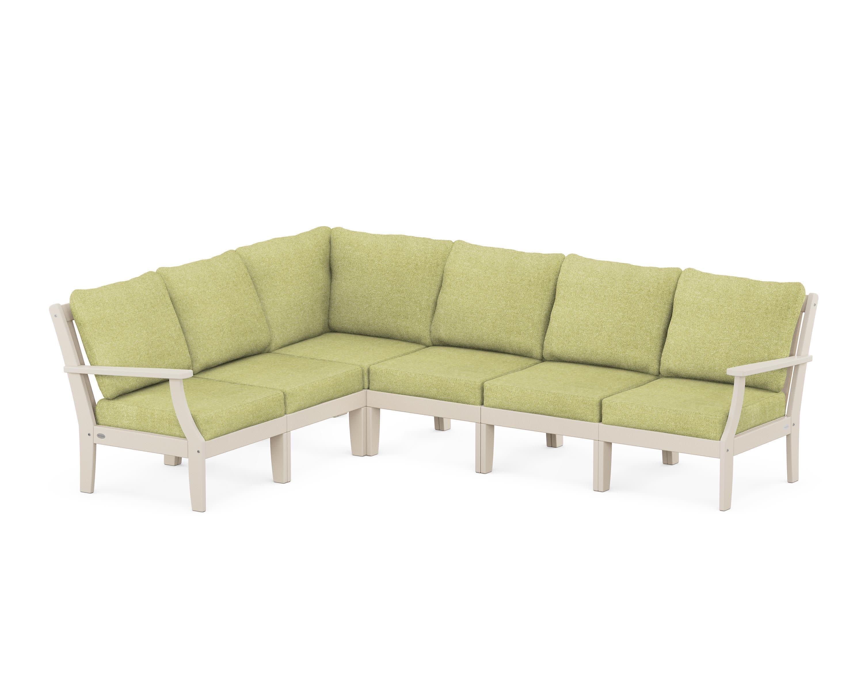 Braxton Modular 6-Piece Deep Seating Set in Sand / Chartreuse Boucle