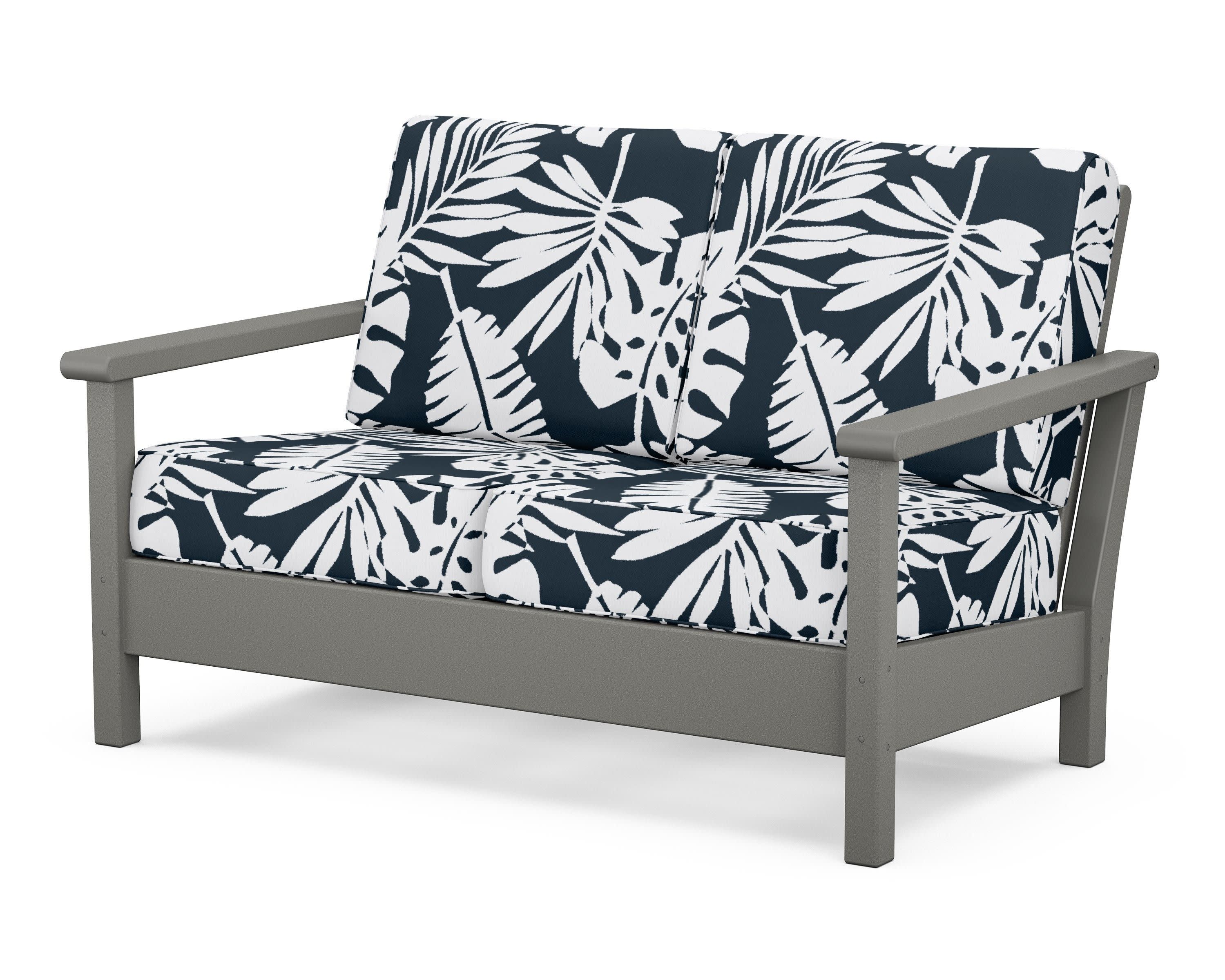 Harbour Deep Seating Loveseat in Slate Grey / Leaf Marine Indigo