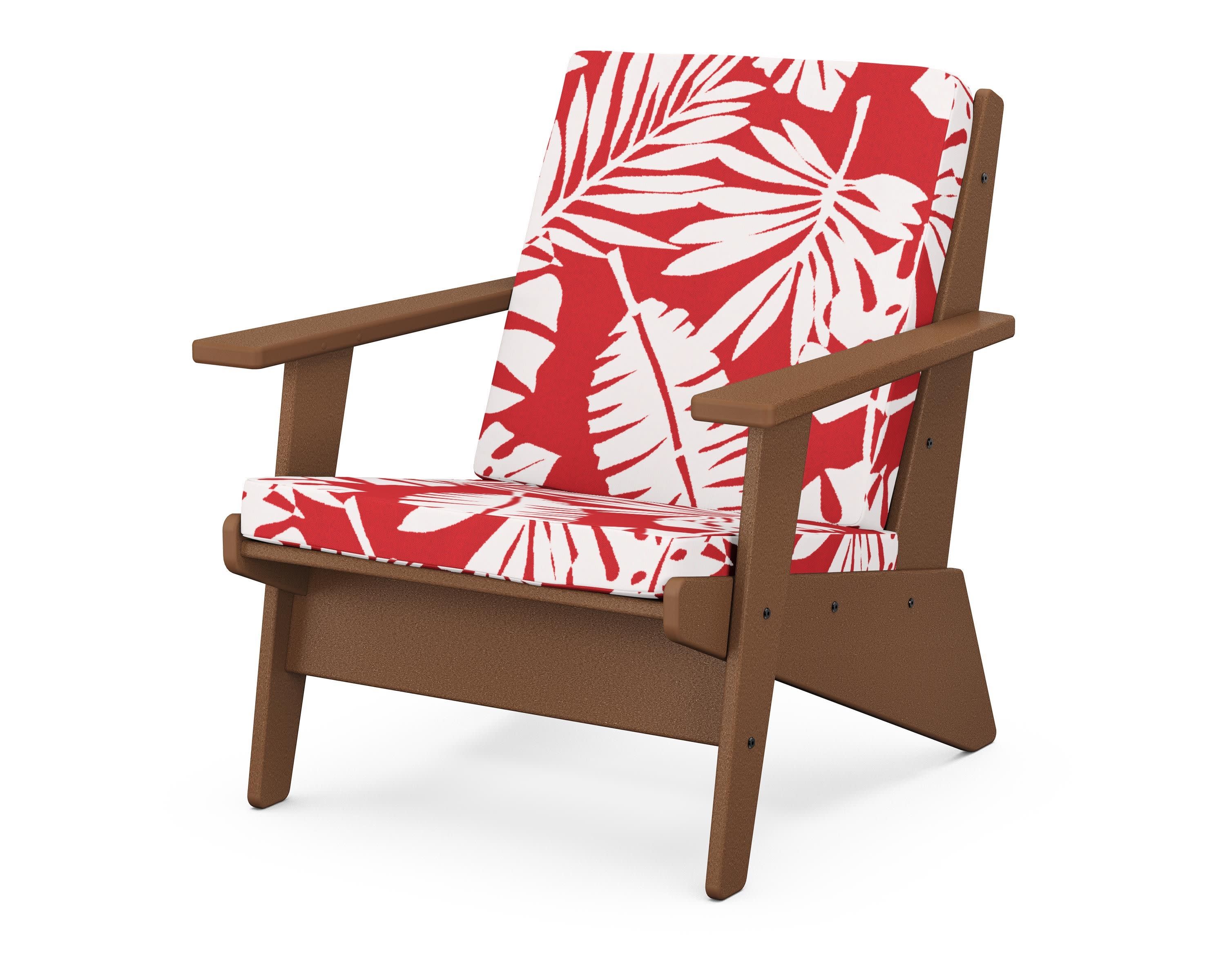 Riviera Modern Lounge Chair in Teak / Leaf Crimson