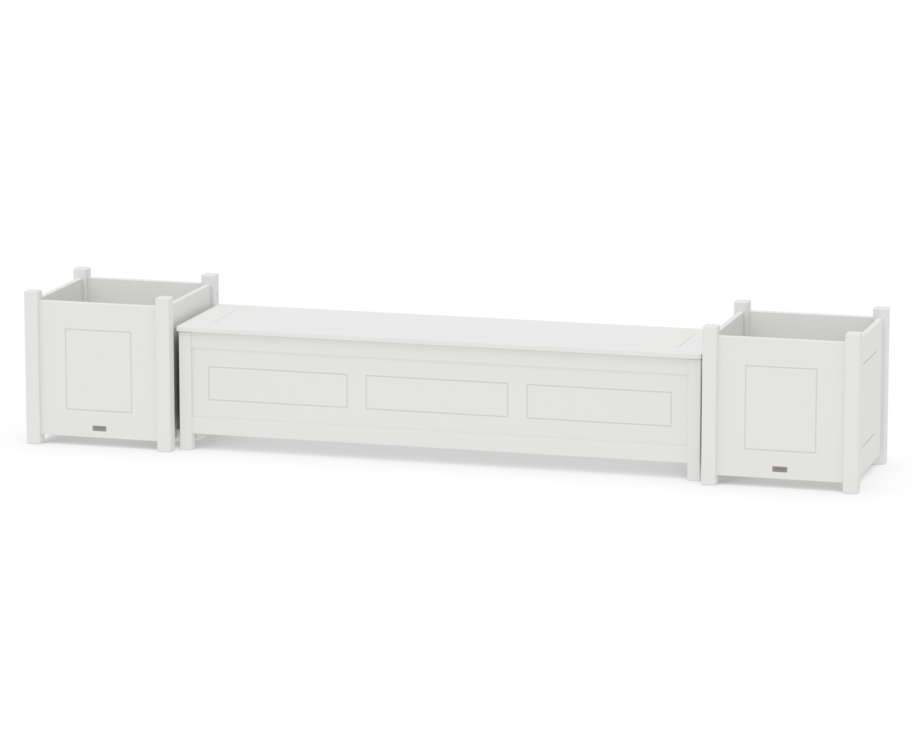72" Country Living Straight Planter Storage Bench Set- Large in White