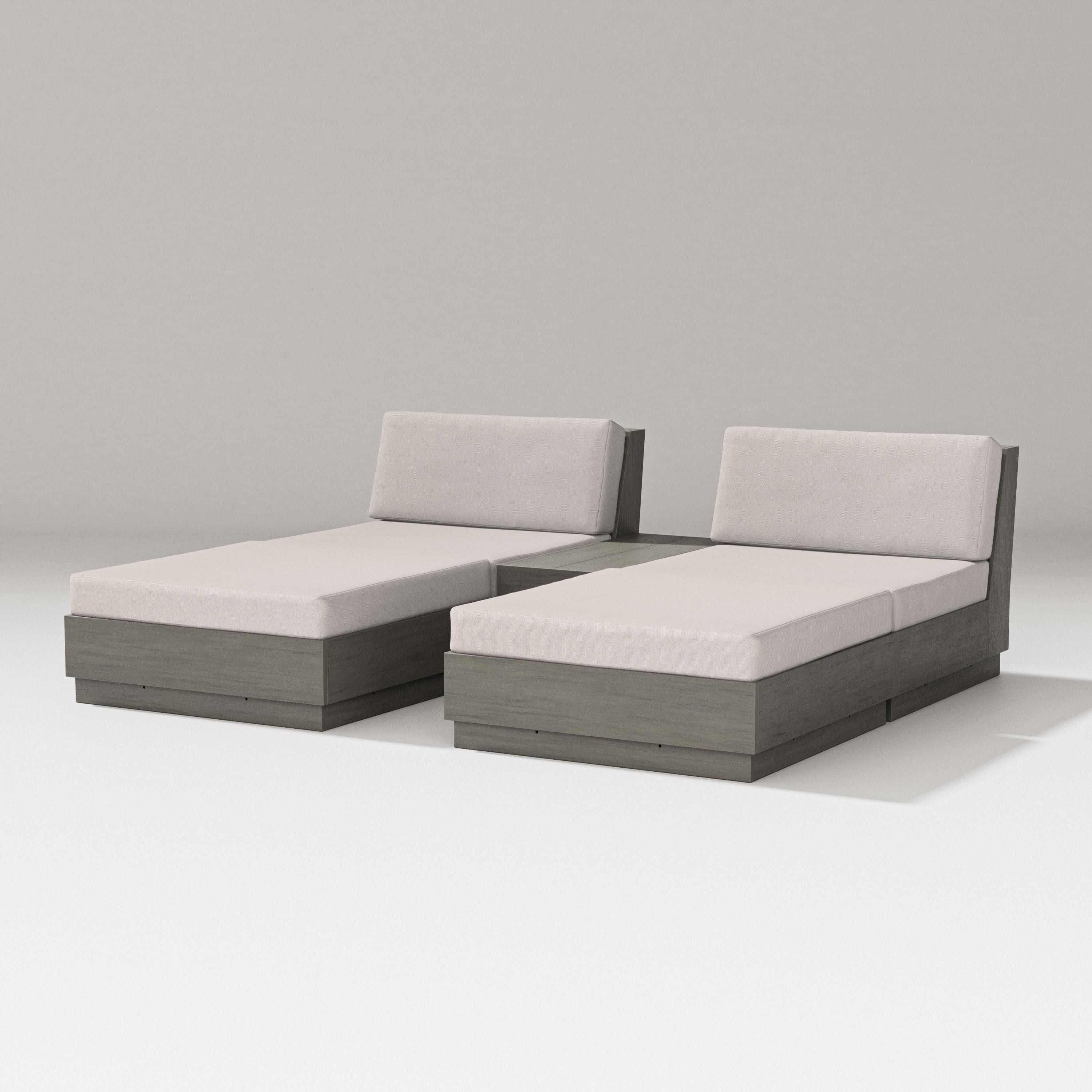 Elevate Double Chaise Set in Driftwood / Dune Burlap