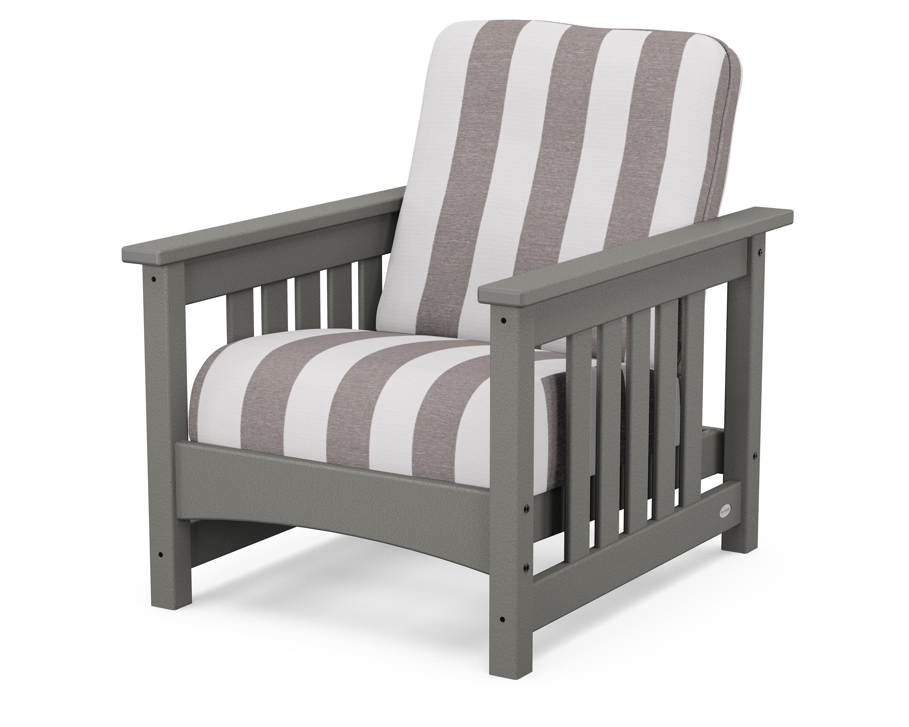 Club Mission Chair in Slate Grey / Cabana Stripe Grey Mist