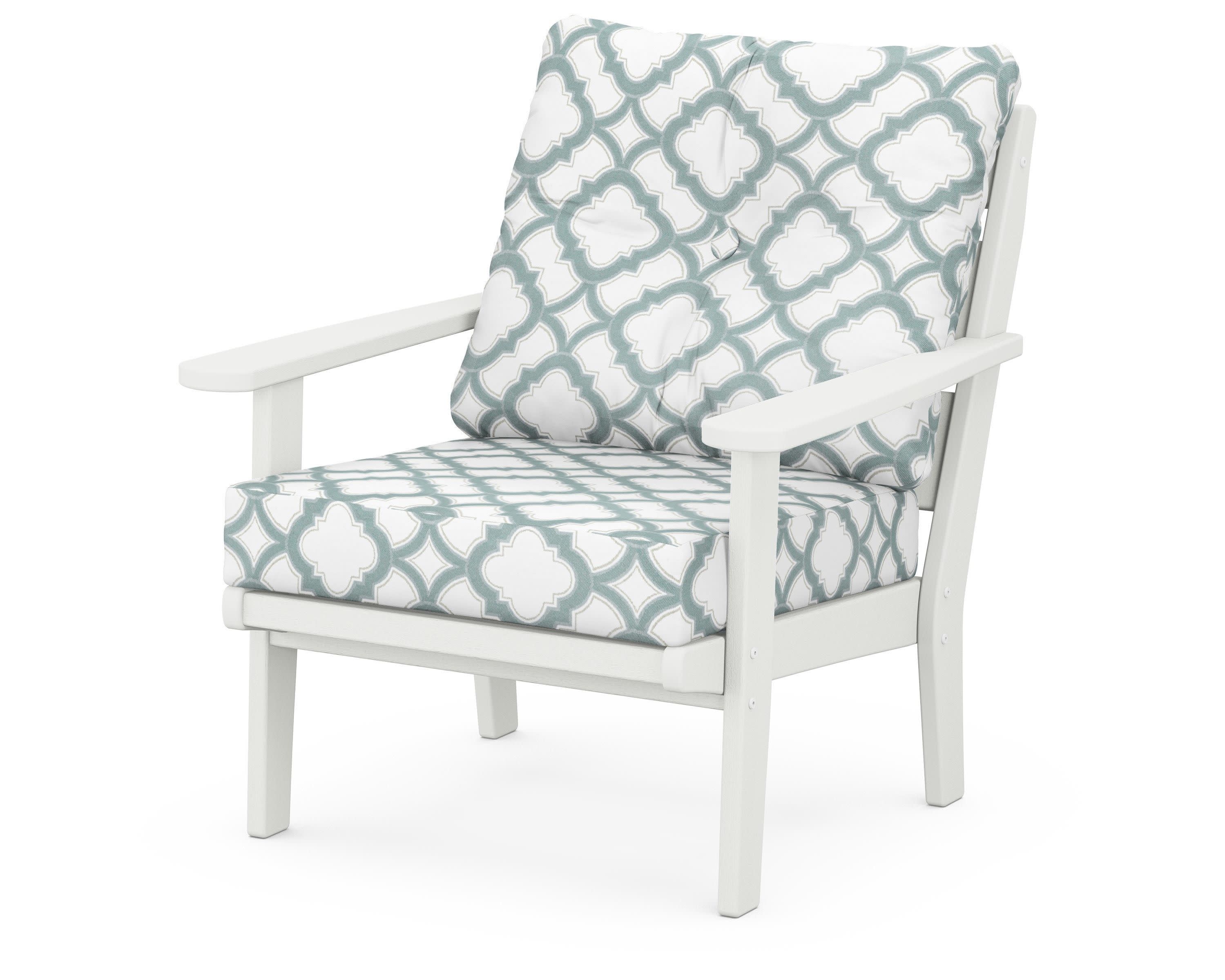 Lakeside Deep Seating Chair in Vintage White / Trellis Glacier Spa