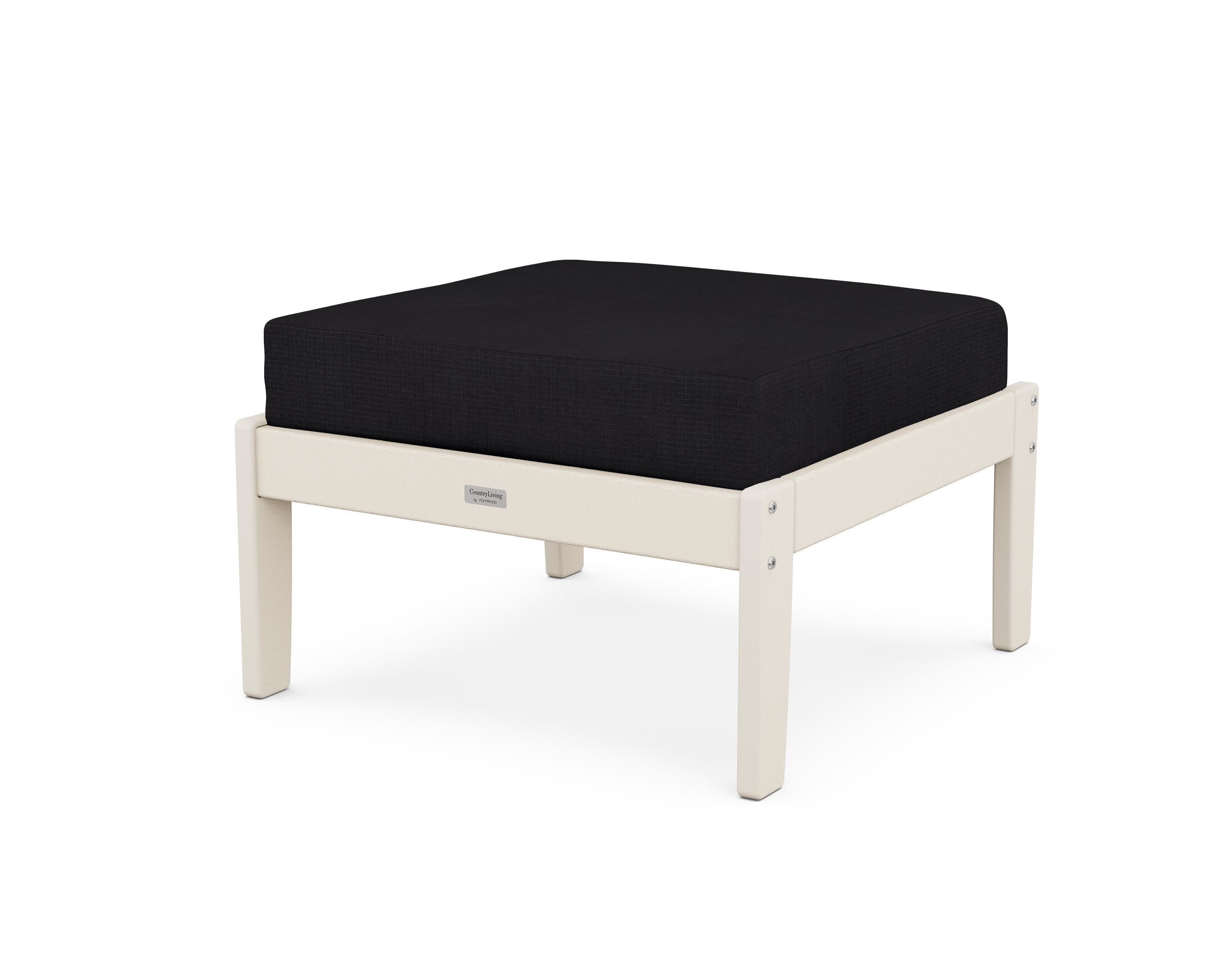 Cottage Deep Seating Ottoman in Sand / Midnight Linen
