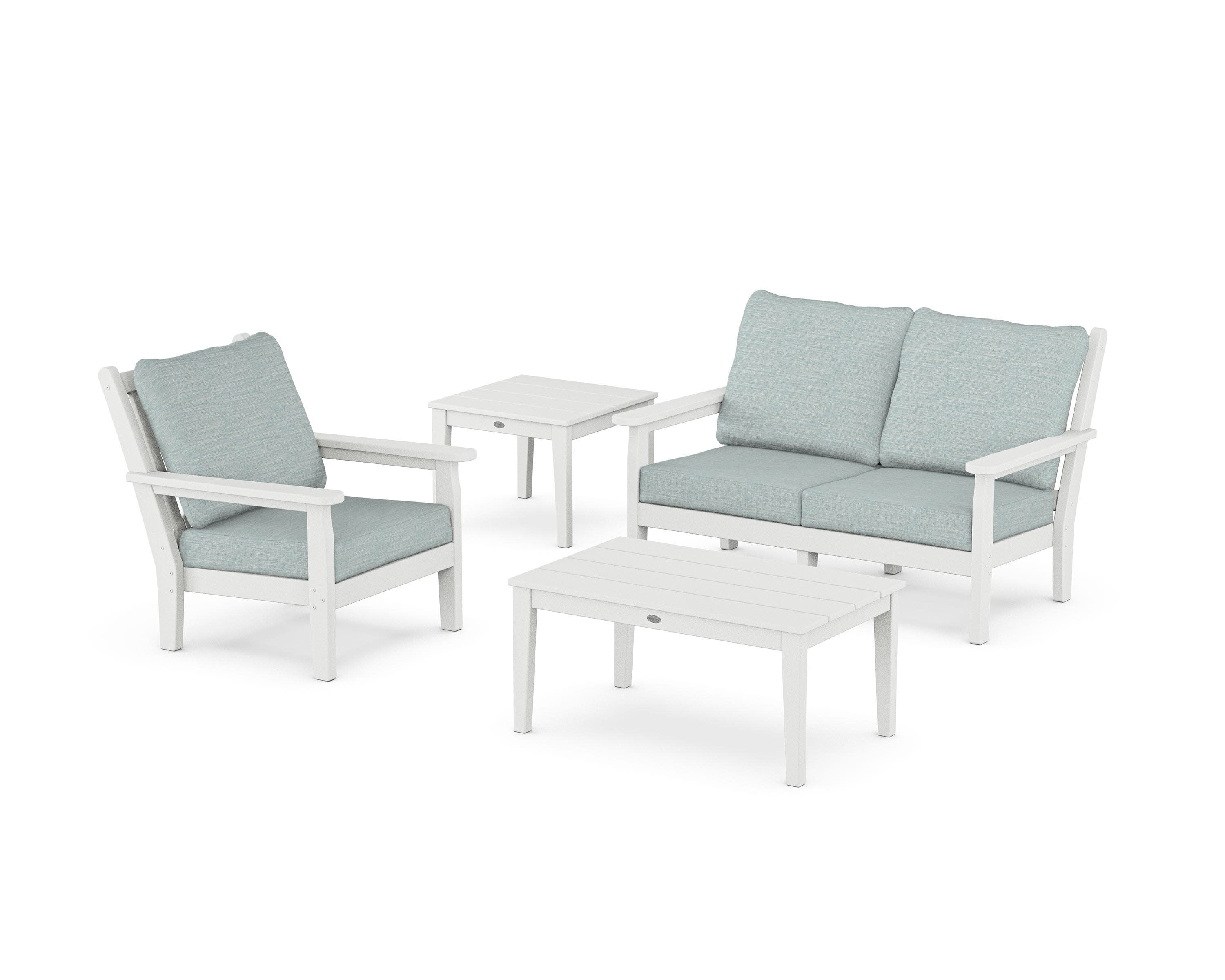 Chippendale 4-Piece Deep Seating Set in White / Soothe Mist