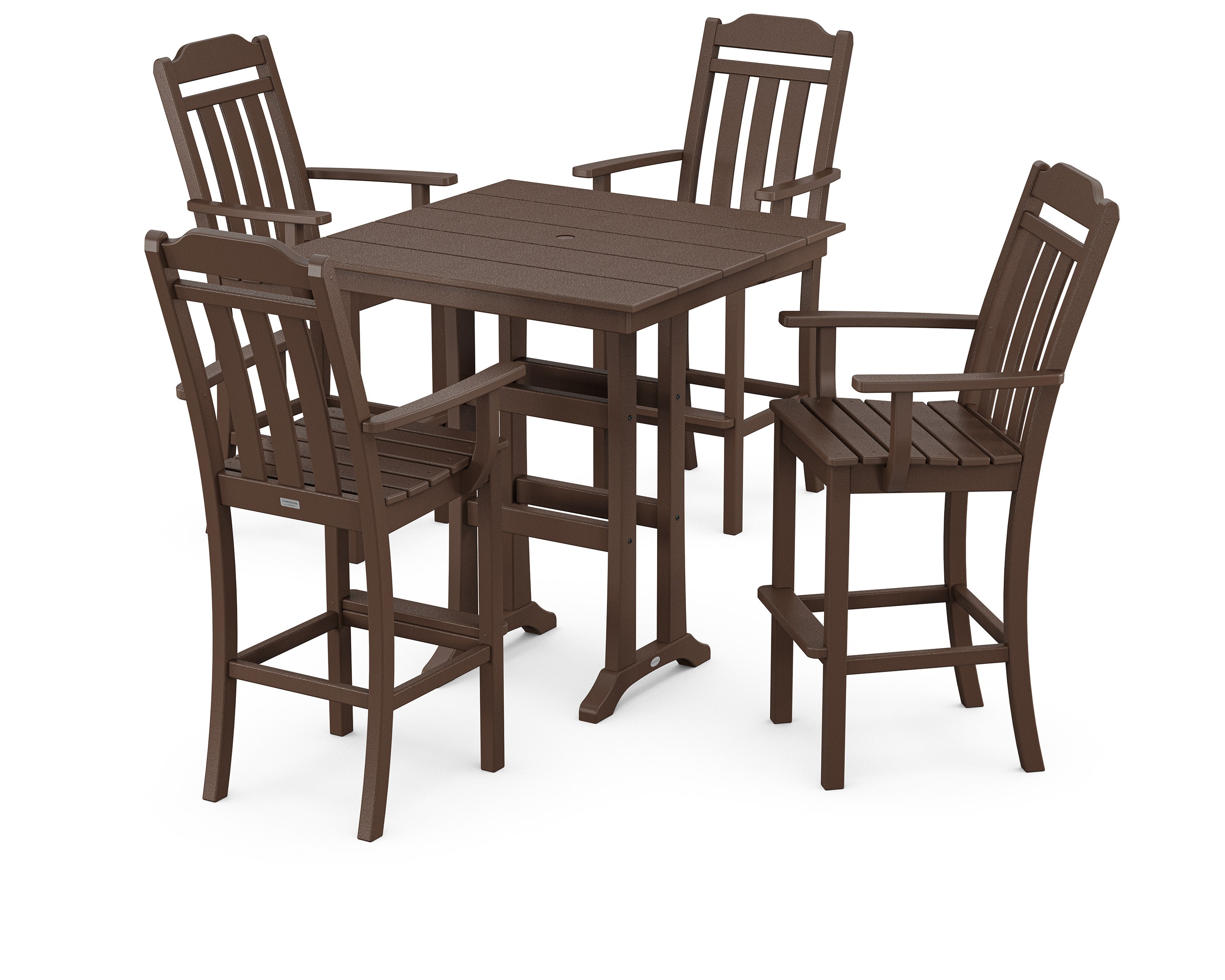 Cottage 5-Piece Farmhouse Bar Set with Trestle Legs in Mahogany