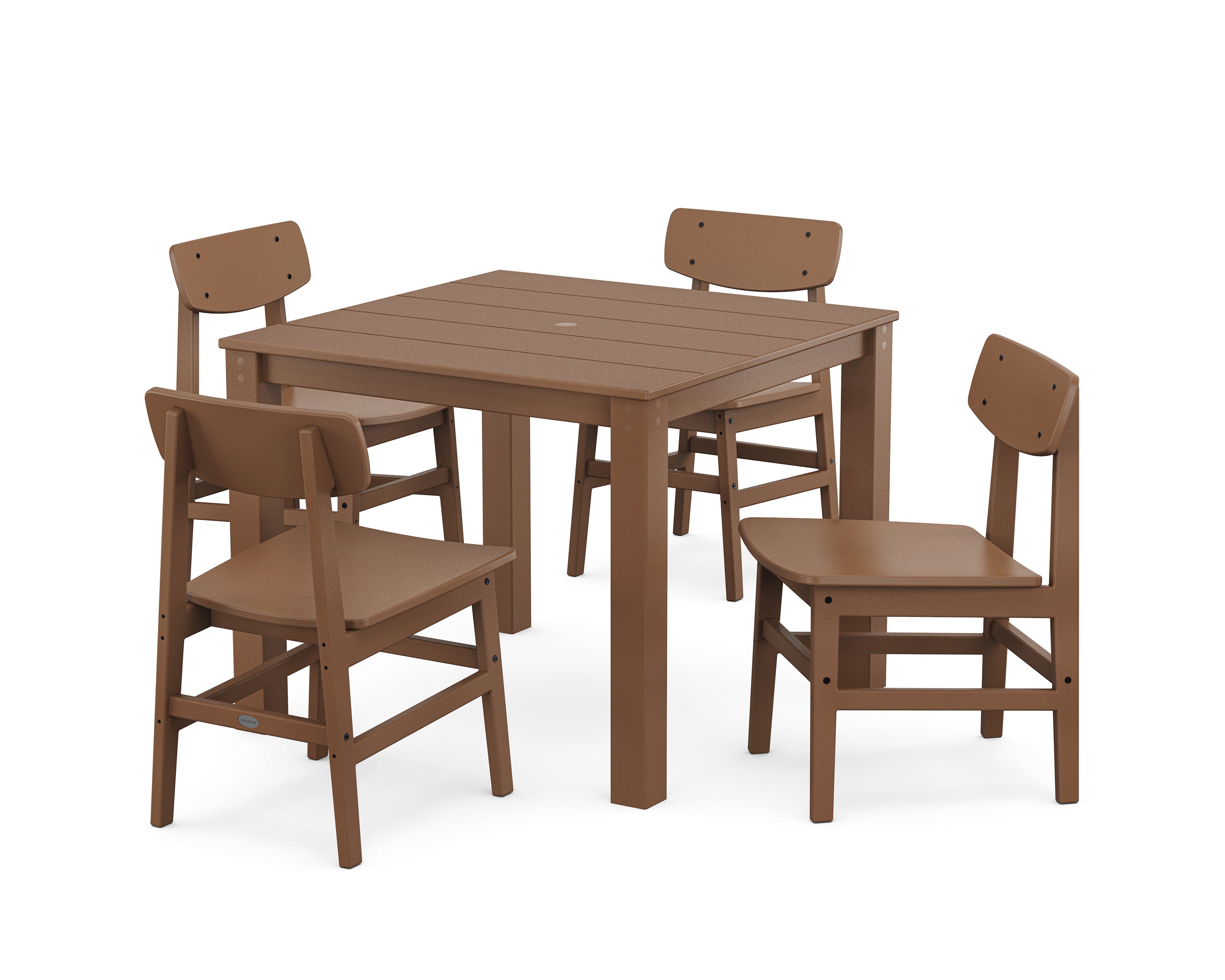 Modern Studio Urban Chair 5-Piece Parsons Dining Set in Teak