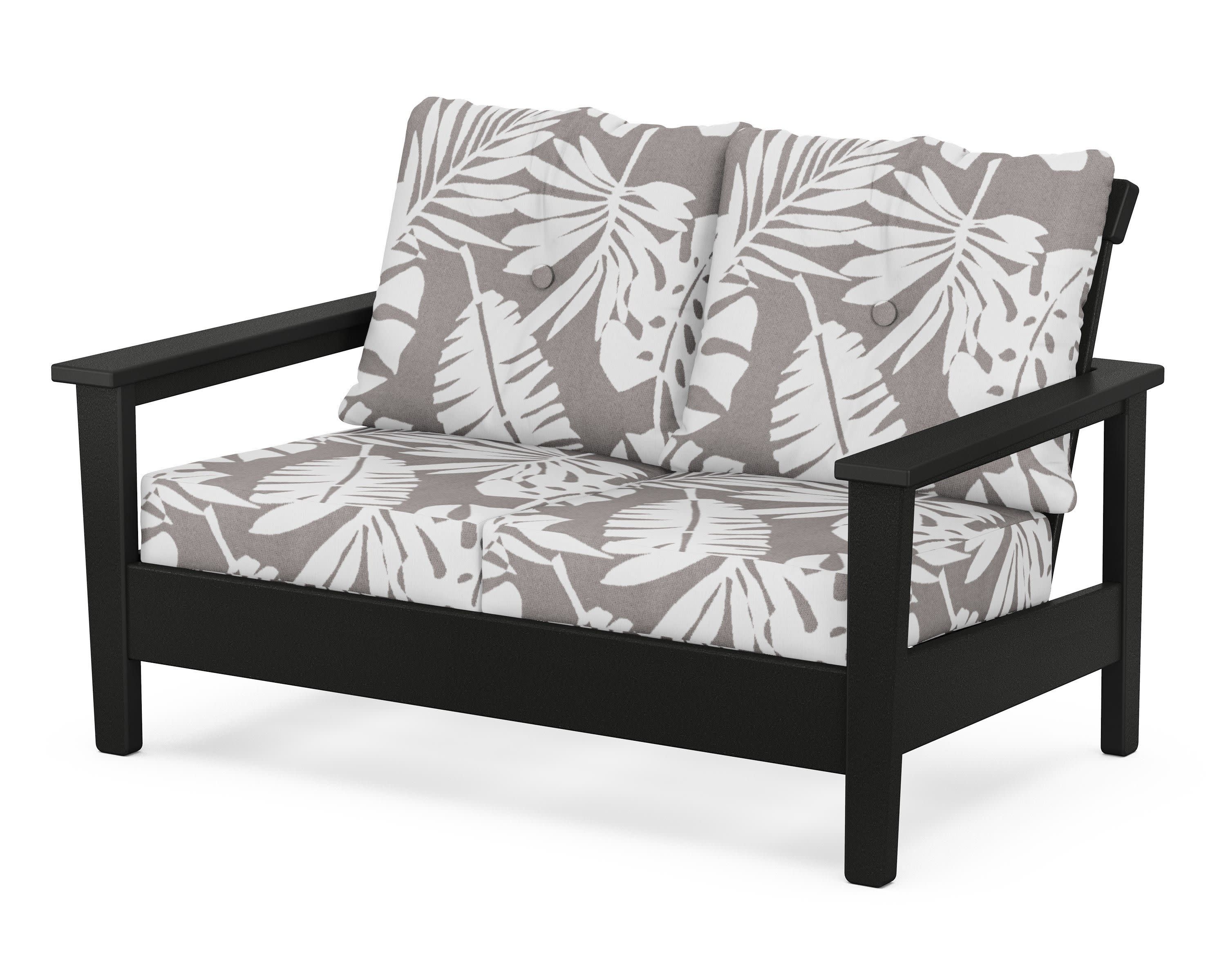 Prescott Deep Seating Loveseat in Black / Leaf Grey Mist