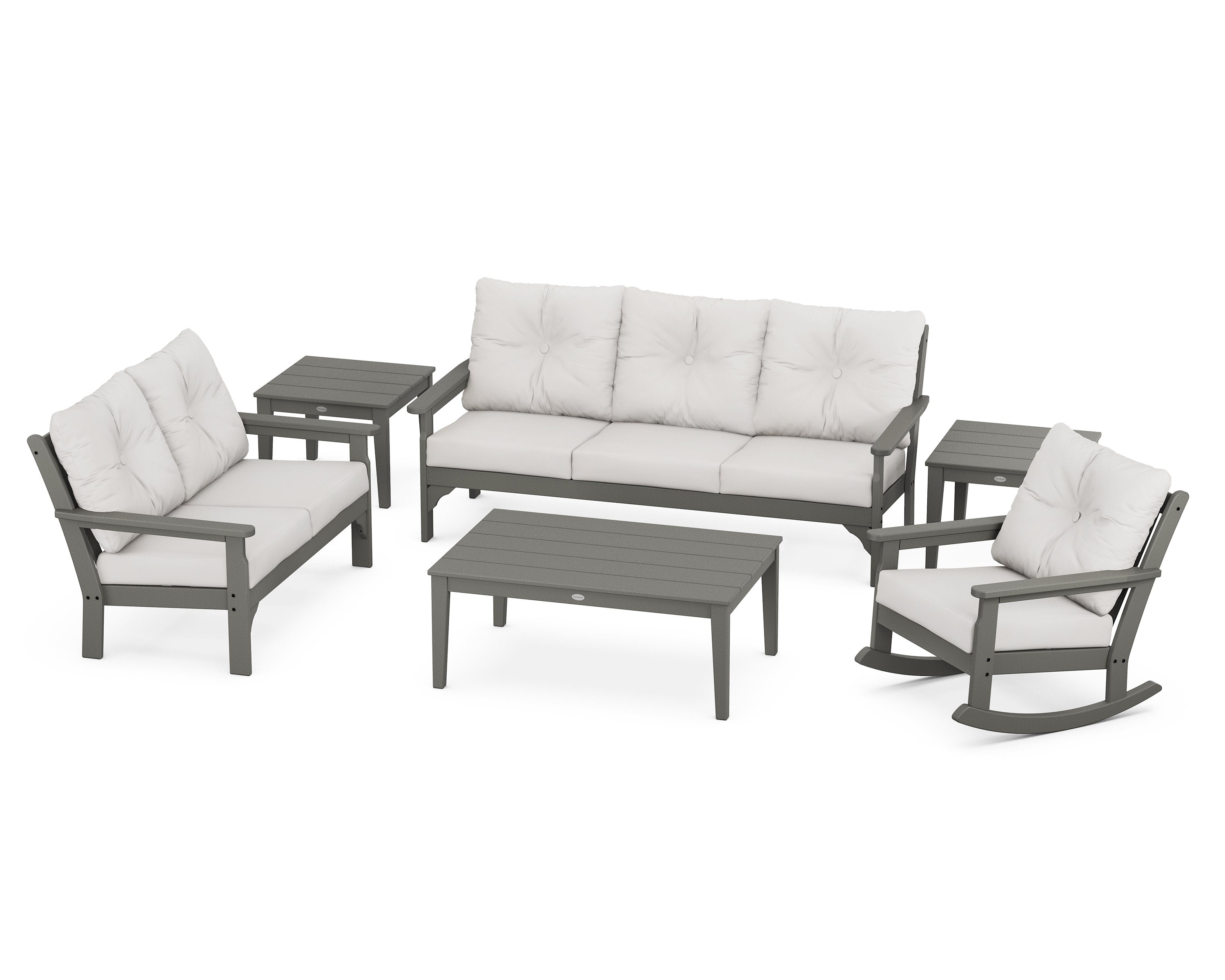 Vineyard 6-Piece Deep Seating Set in Slate Grey / Natural Linen