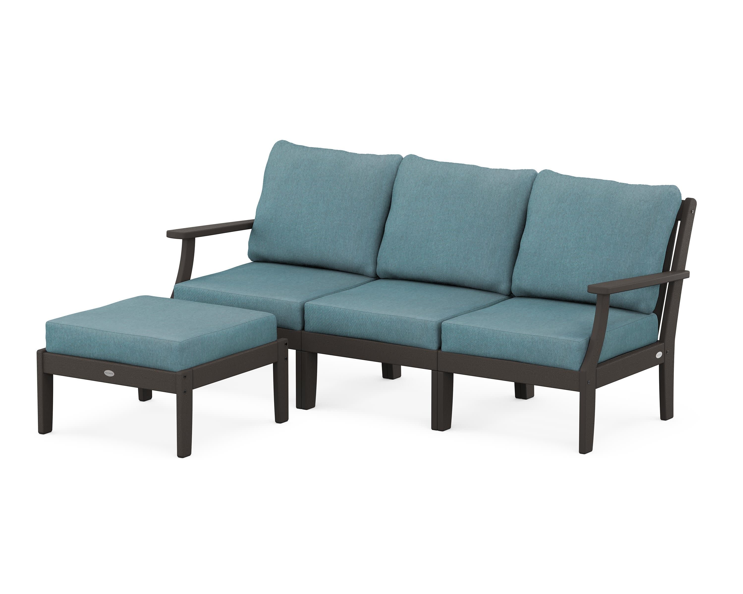 Braxton Modular 4-Piece Deep Seating Set with Ottoman in Vintage Coffee / Ocean Teal