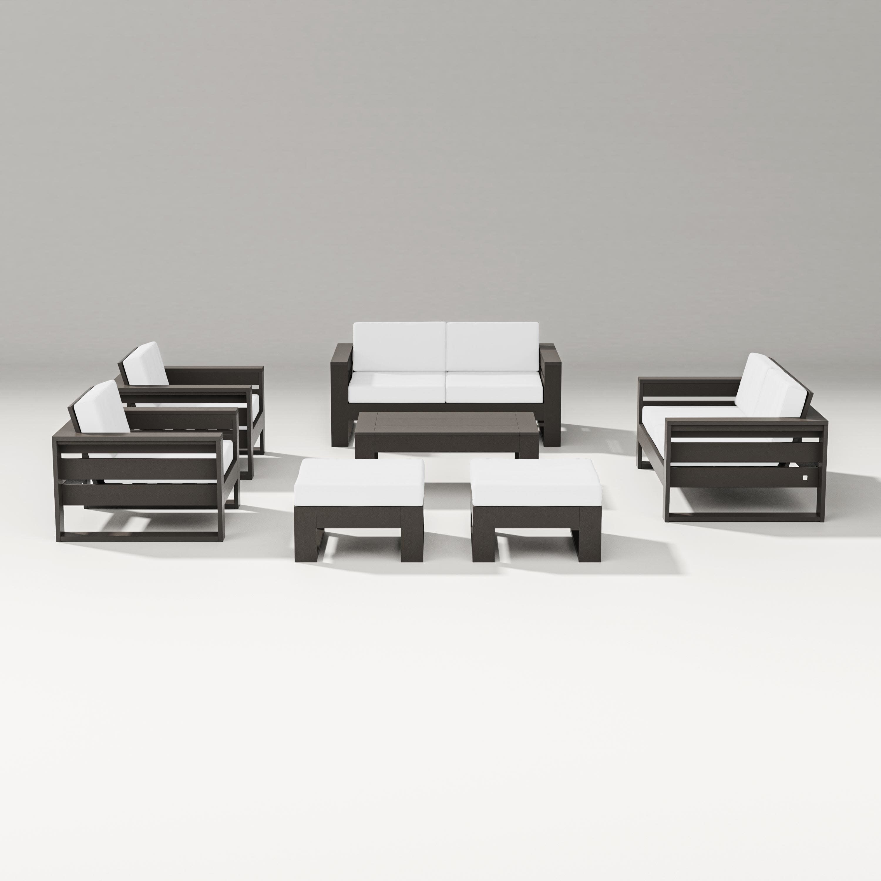 Latitude 7-Piece Lounge Loveseat Set in Vintage Coffee / Natural