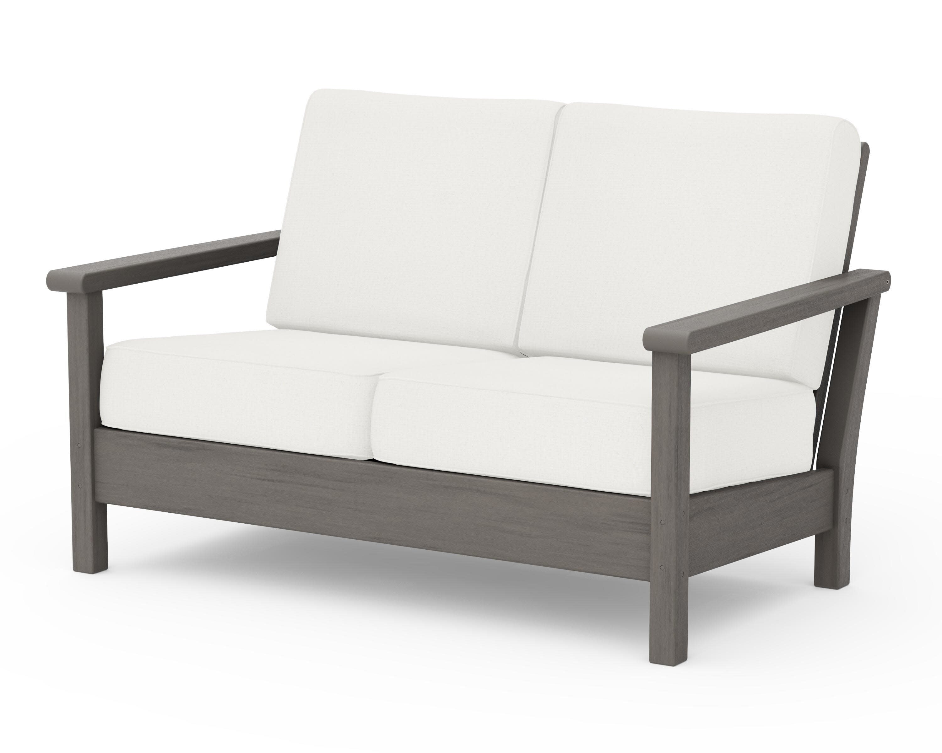 Harbour Deep Seating Loveseat in Driftwood / Natural Linen