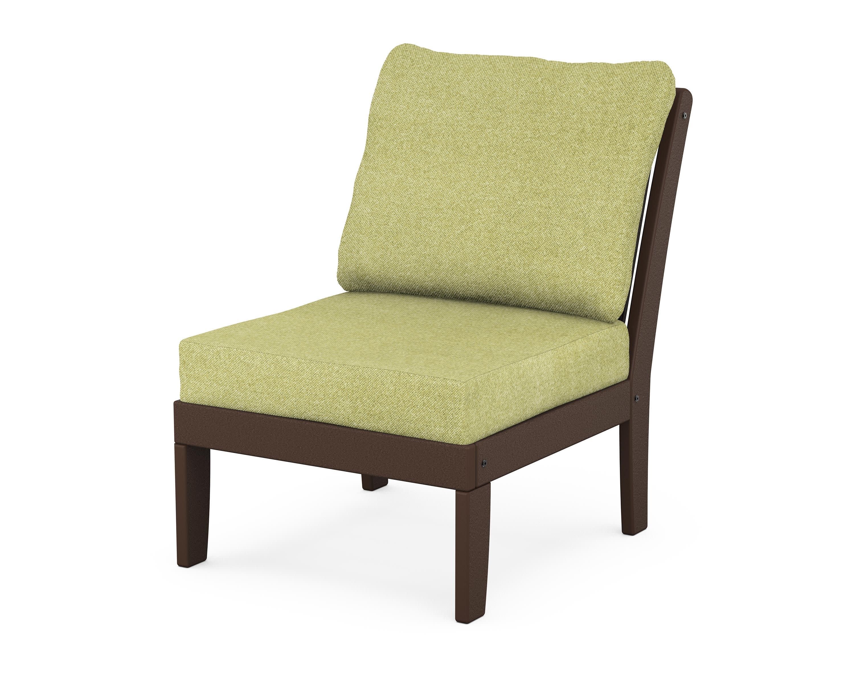 Braxton Modular Armless Chair in Mahogany / Chartreuse Boucle