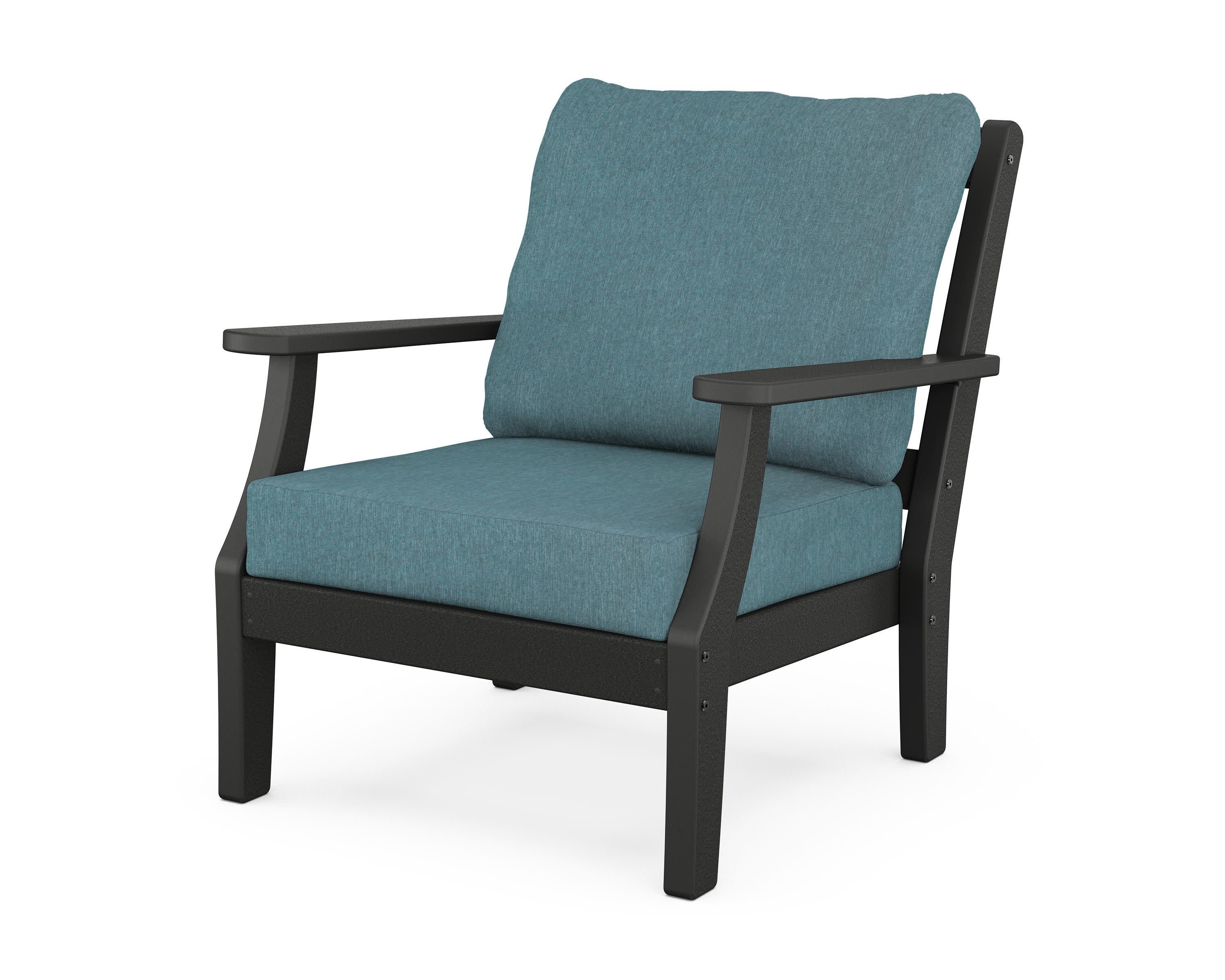 Chinoiserie Deep Seating Chair in Black / Ocean Teal