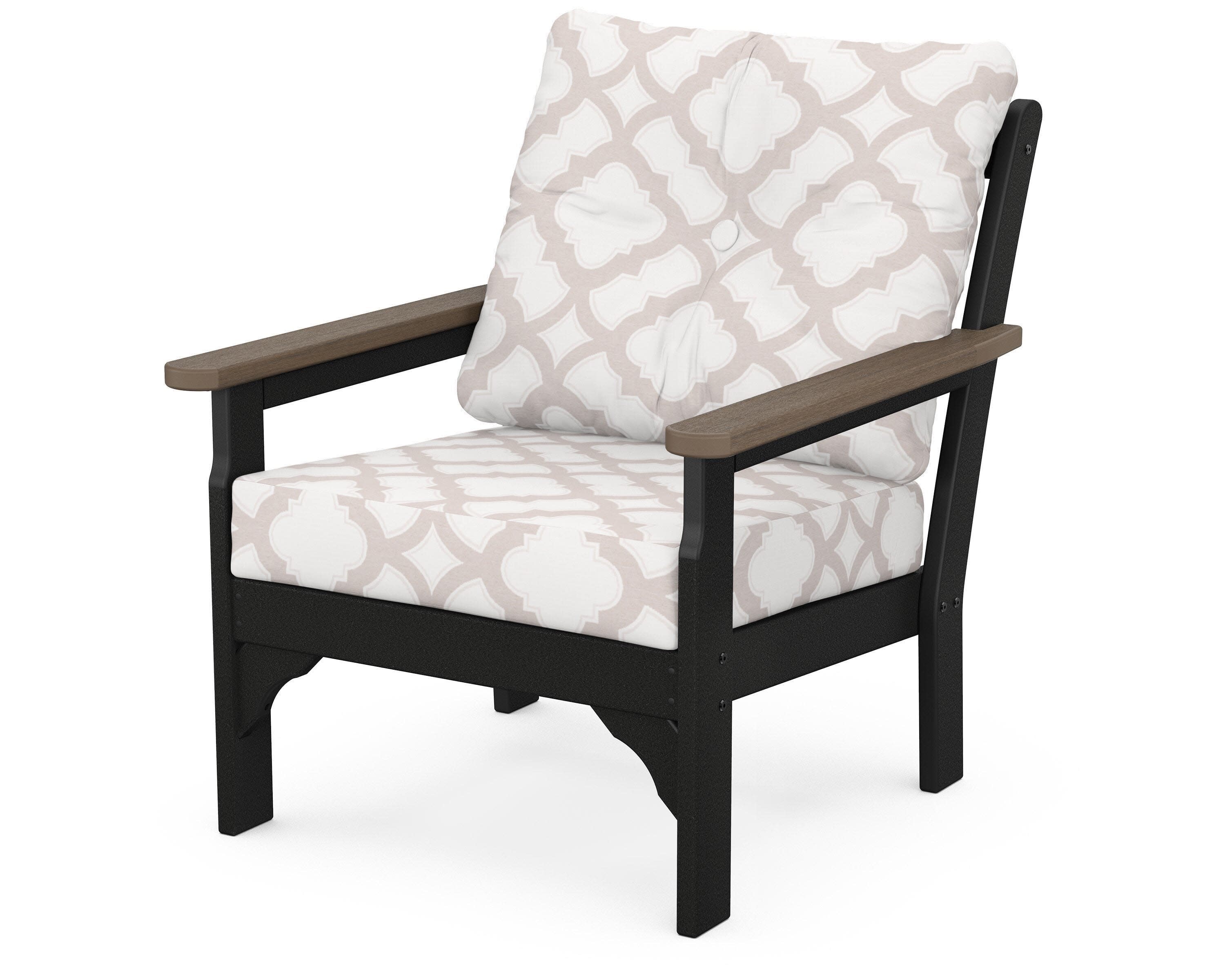 Vineyard Deep Seating Chair in Black / Kona / Trellis Dune Burlap
