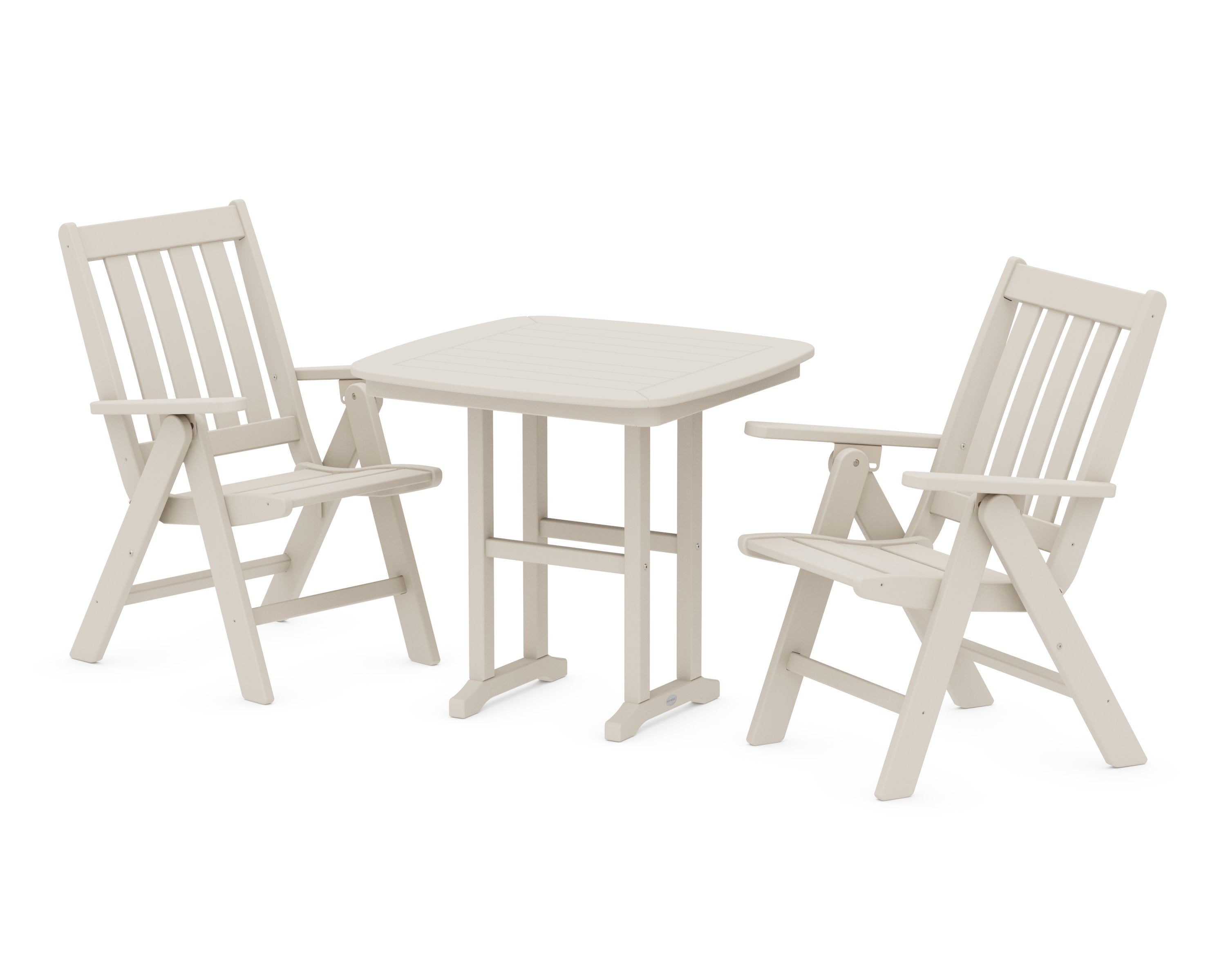 Vineyard Folding Chair 3-Piece Dining Set in Sand