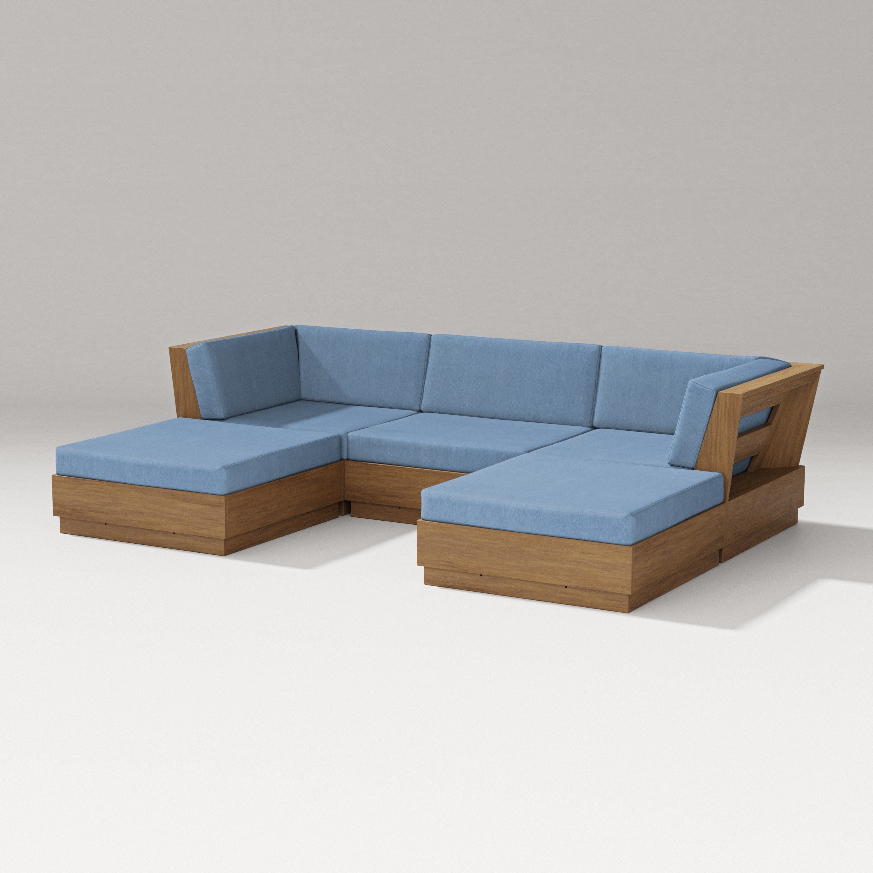 Elevate Double Chaise Sectional in Natural / Sky Blue