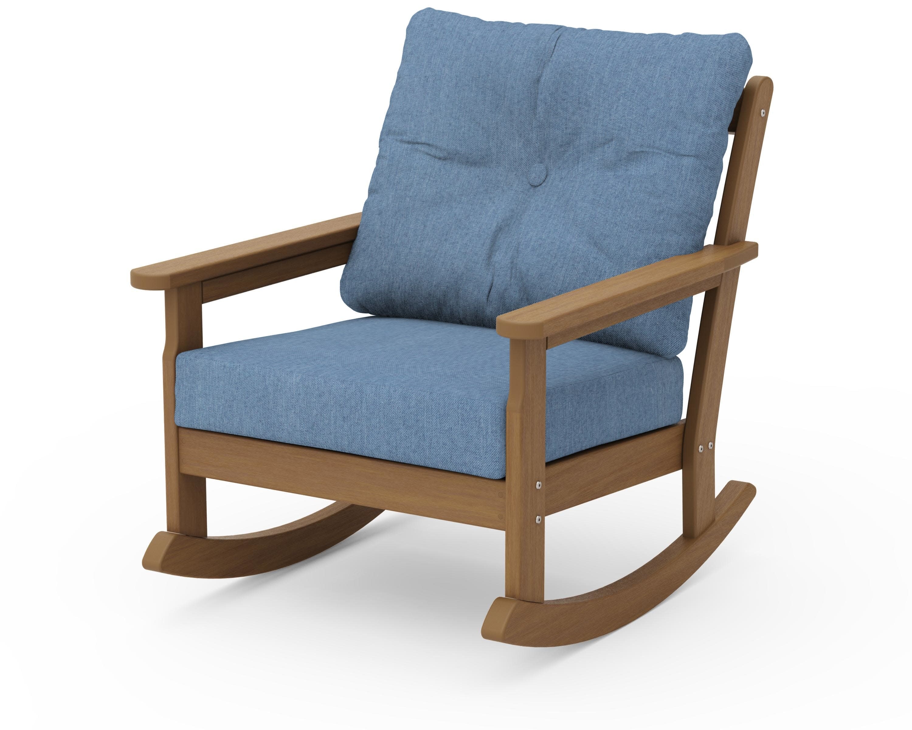 Vineyard Deep Seating Rocking Chair in Natural / Sky Blue