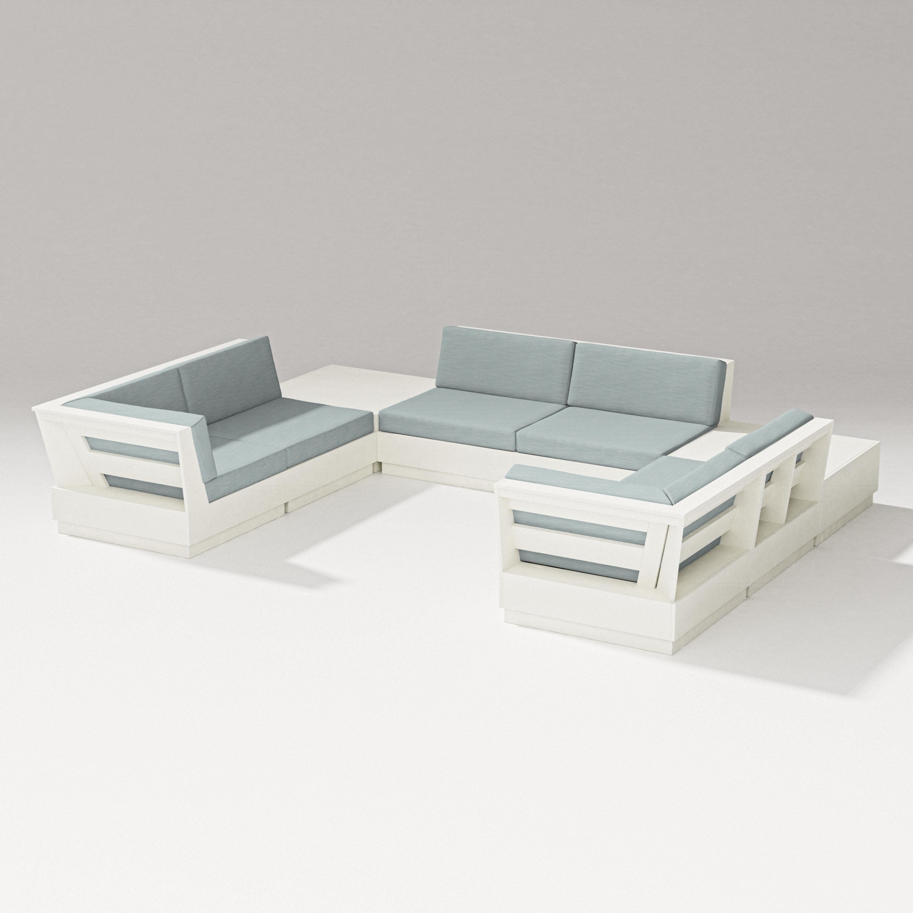 Elevate 8-Piece U-Shaped Sectional in Vintage White / Soothe Mist