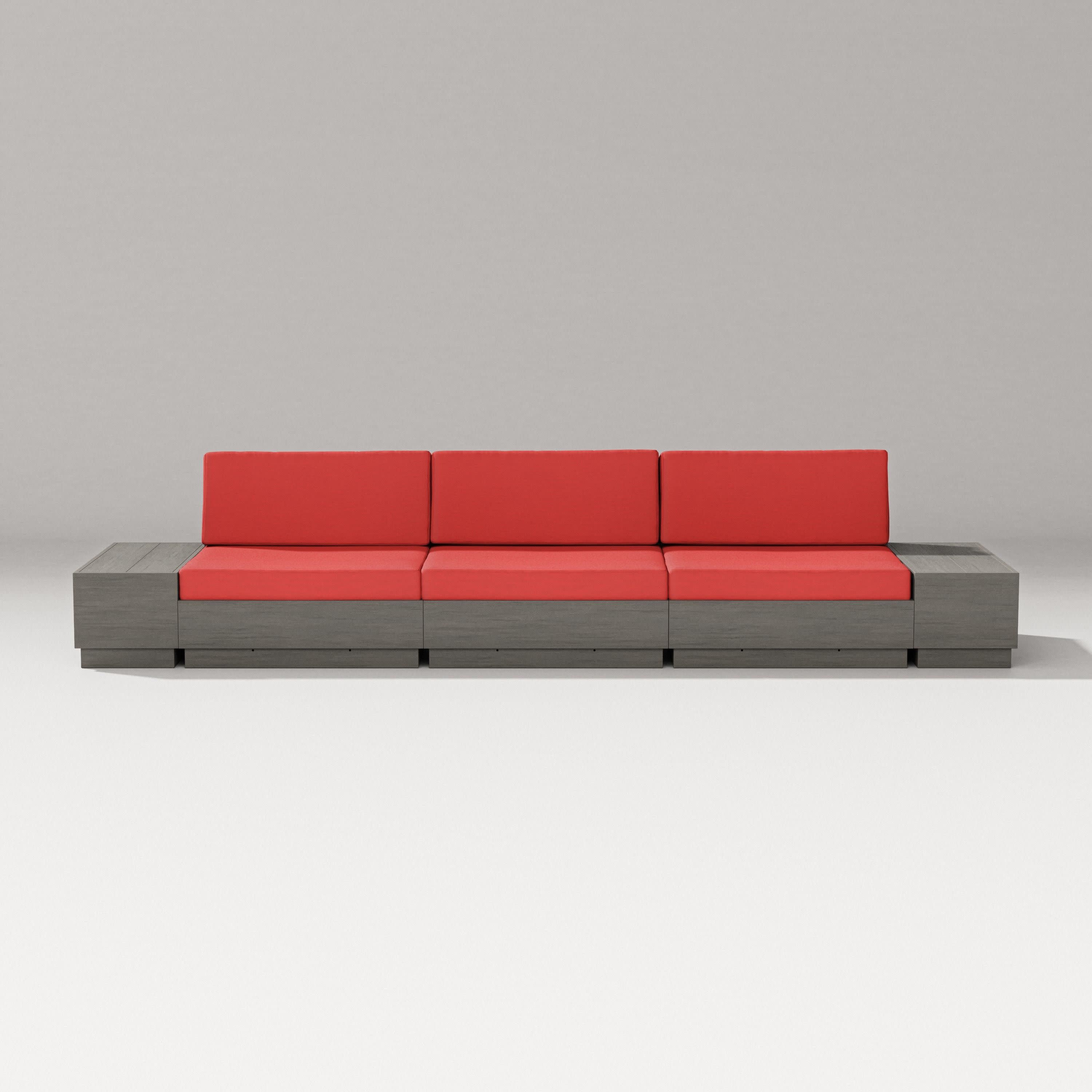 Elevate Straight Sectional in Driftwood / Crimson Linen