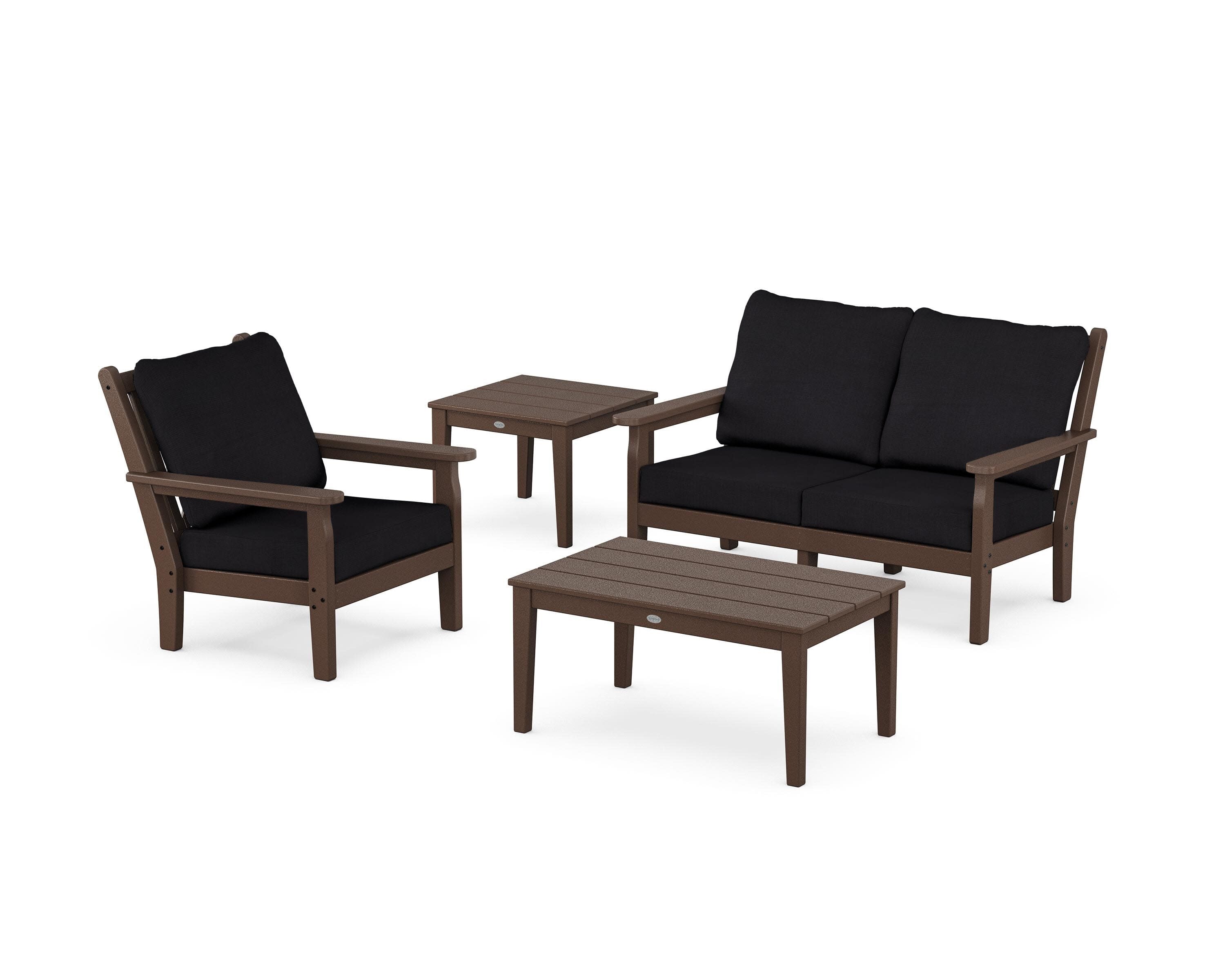 Chippendale 4-Piece Deep Seating Set in Mahogany / Midnight Linen