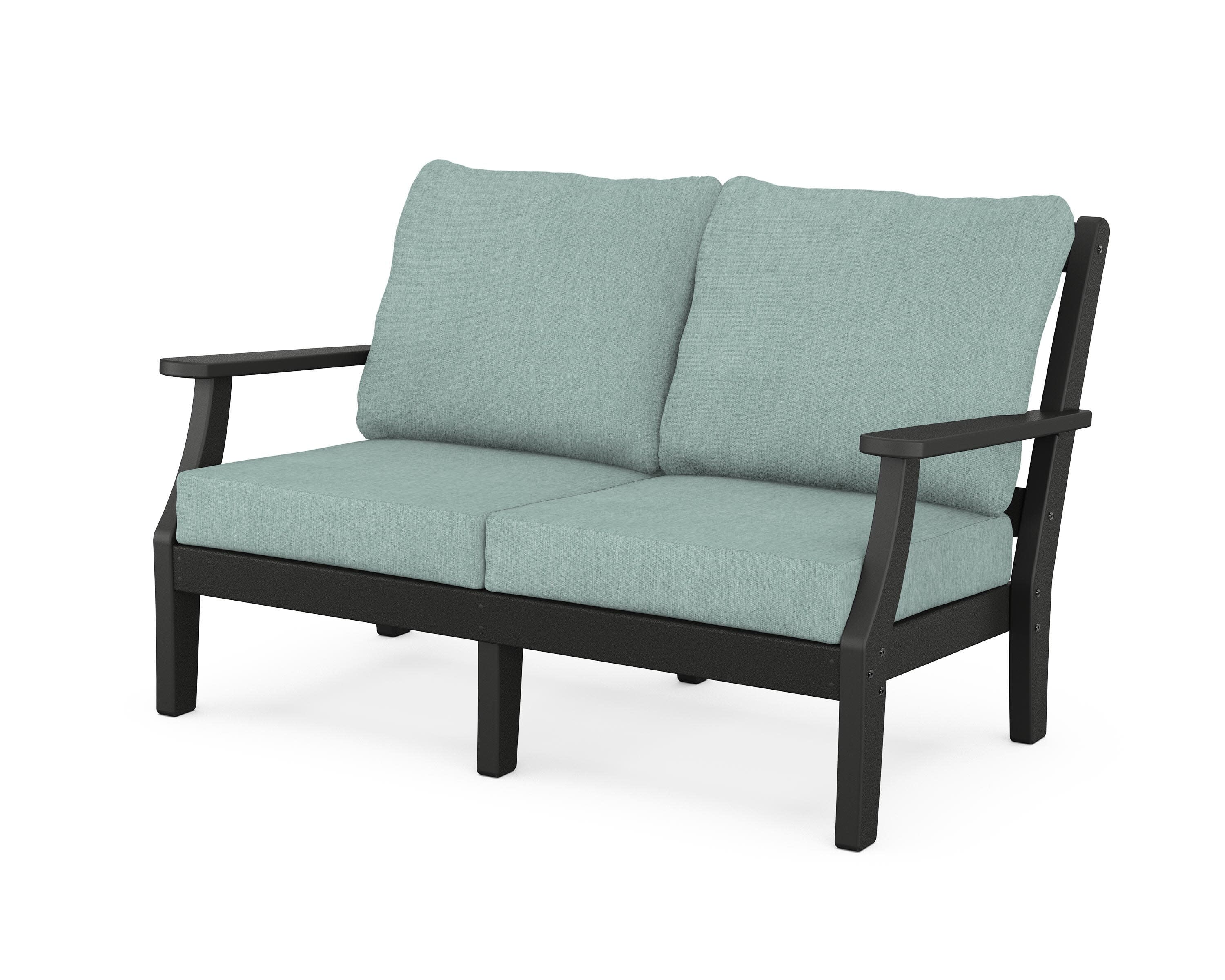 Chinoiserie Deep Seating Loveseat in Black / Glacier Spa