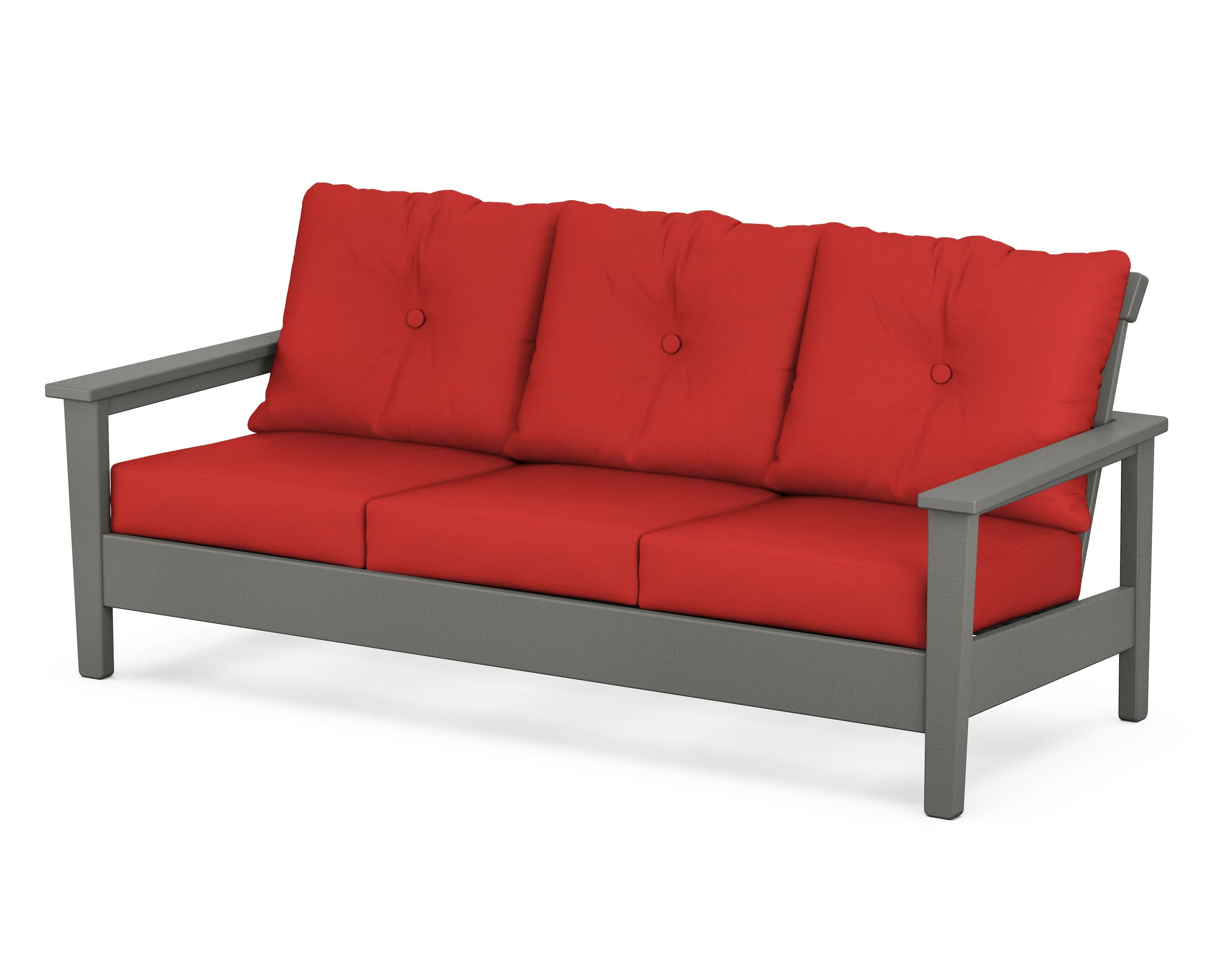 Prescott Deep Seating Sofa in Slate Grey / Crimson Linen