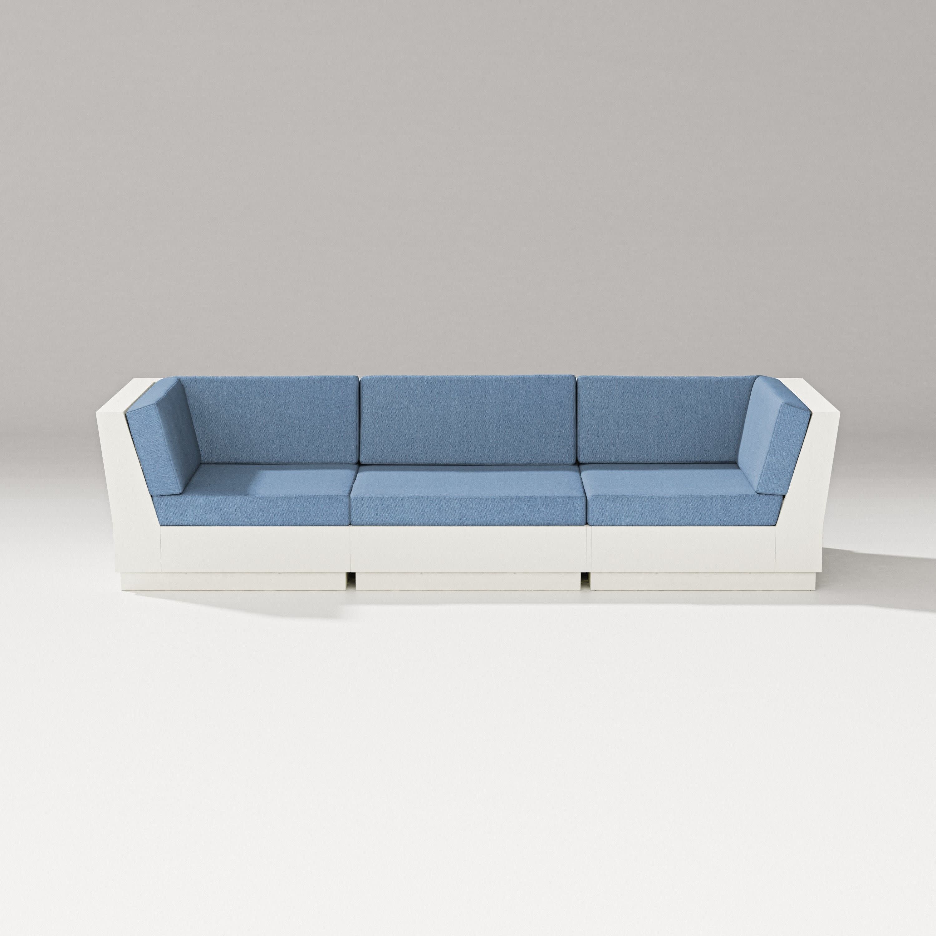 Elevate Sofa Sectional in Vintage White / Sky Blue