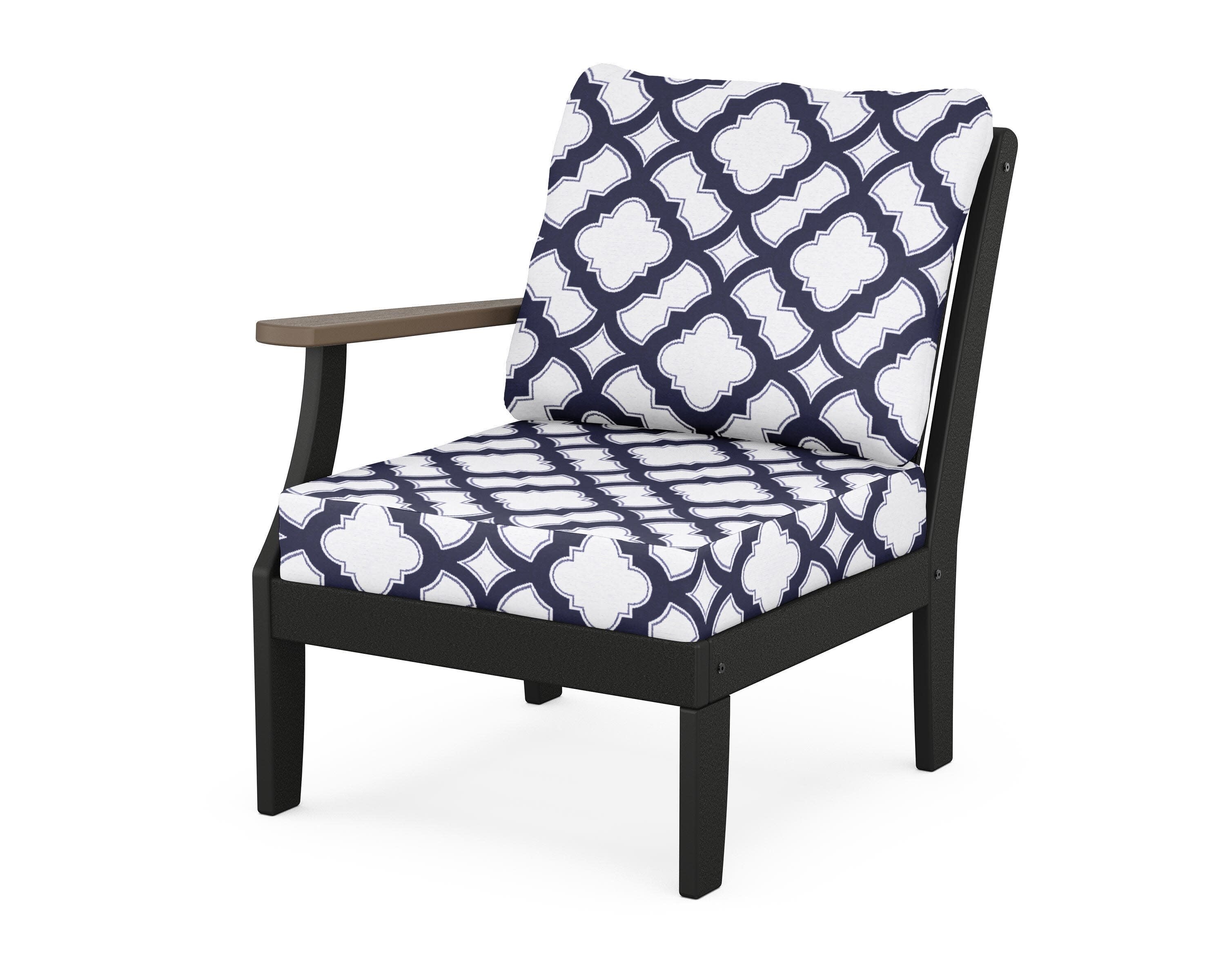 Braxton Modular Left Arm Chair in Black / Kona / Trellis Navy