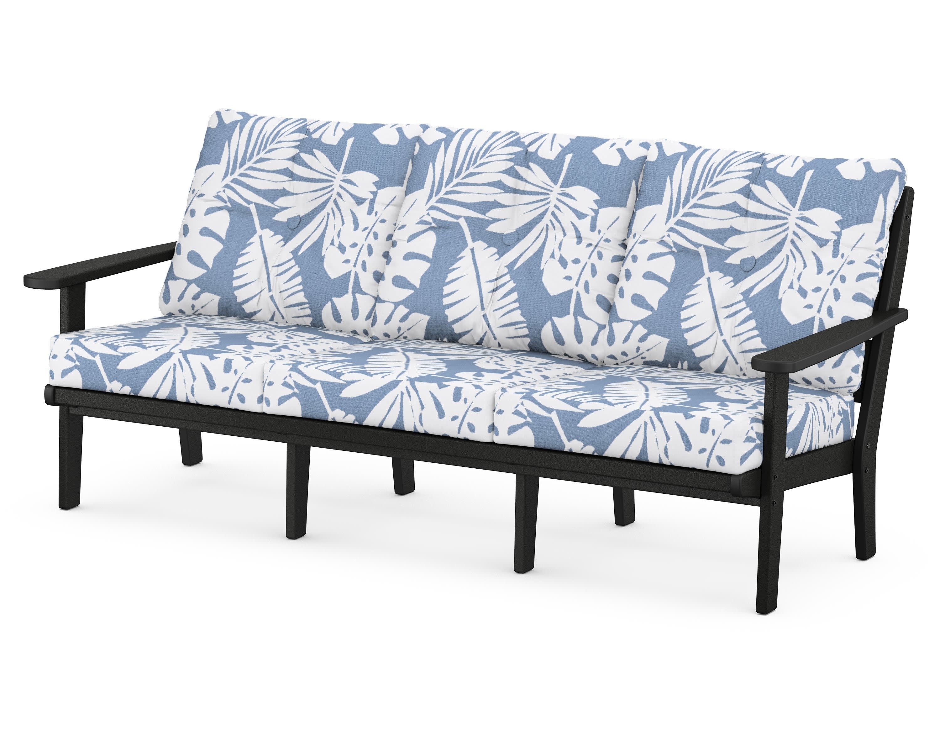 Lakeside Deep Seating Sofa in Black / Leaf Sky Blue