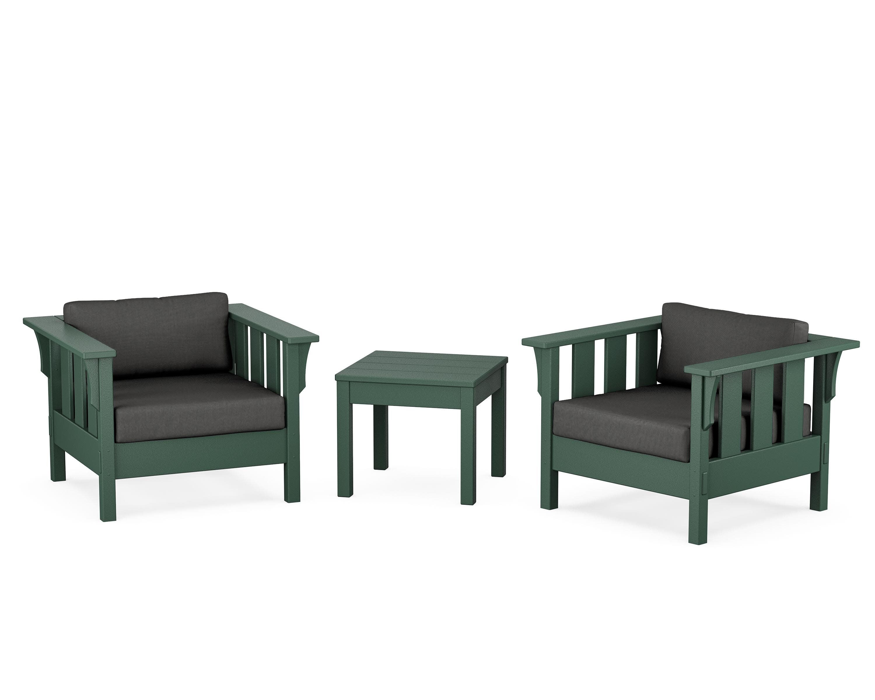 Acadia 3-Piece Deep Seating Set in Green / Spectrum Carbon