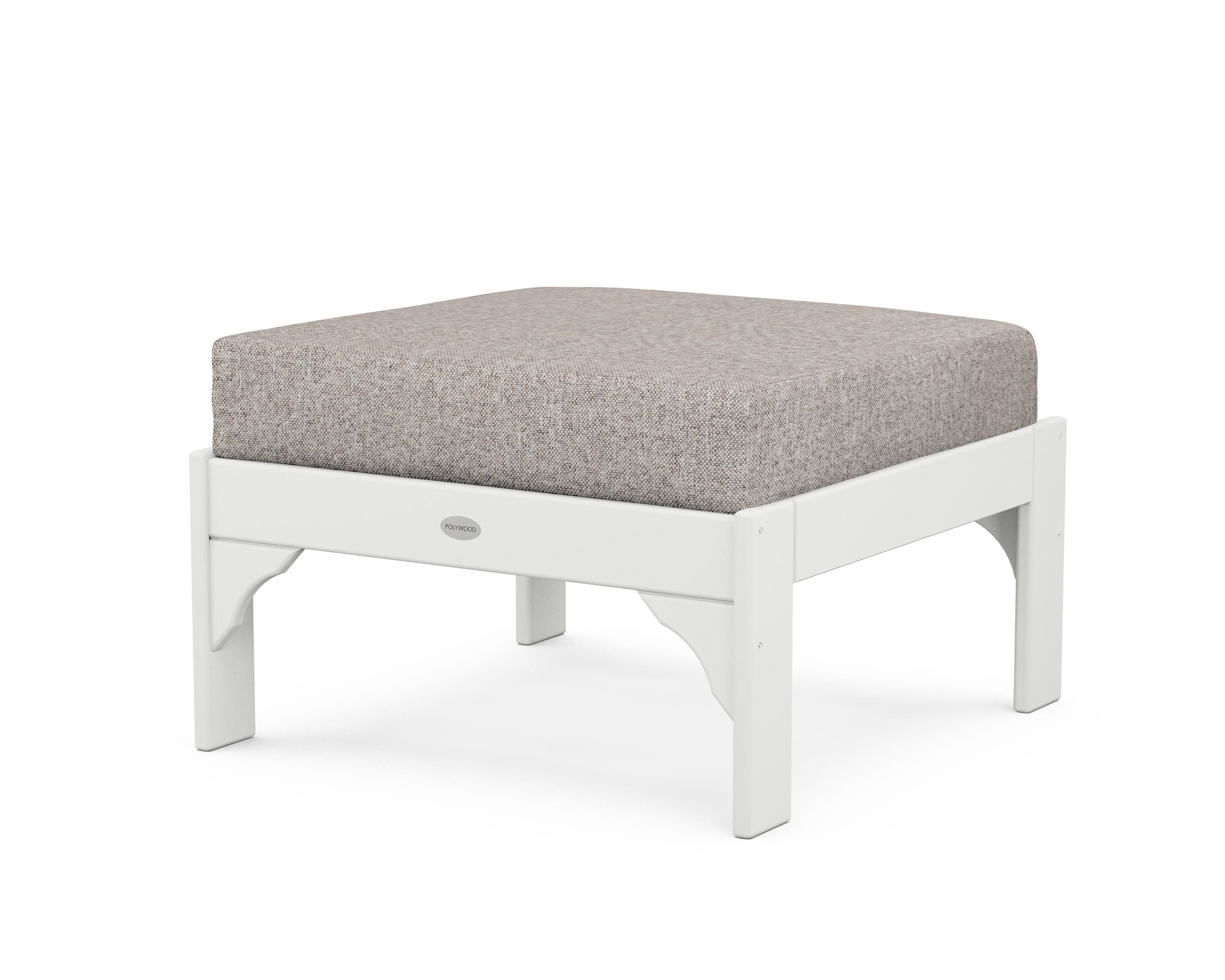 Vineyard Deep Seating Ottoman in White / Weathered Tweed