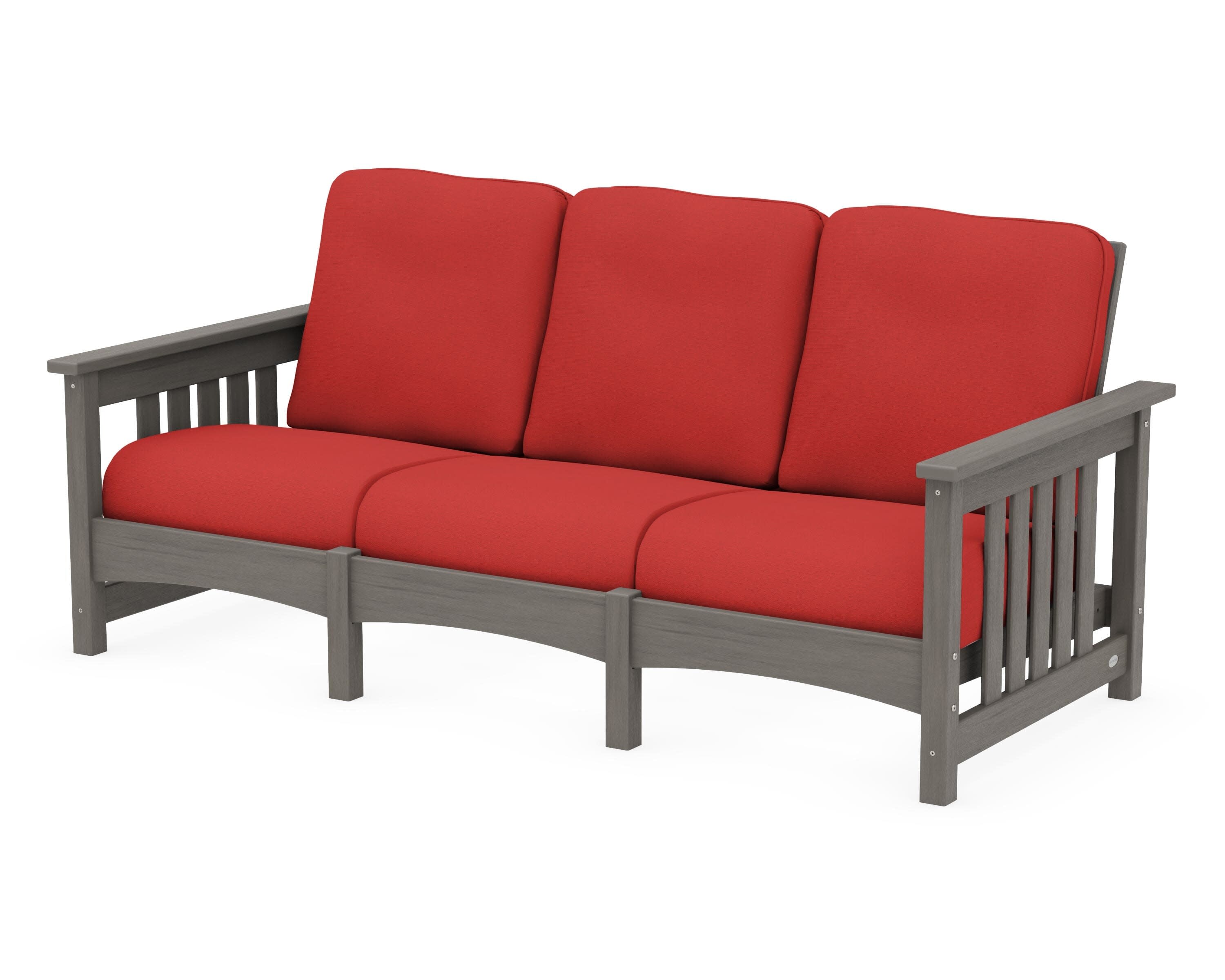 Club Mission Sofa in Driftwood / Crimson Linen