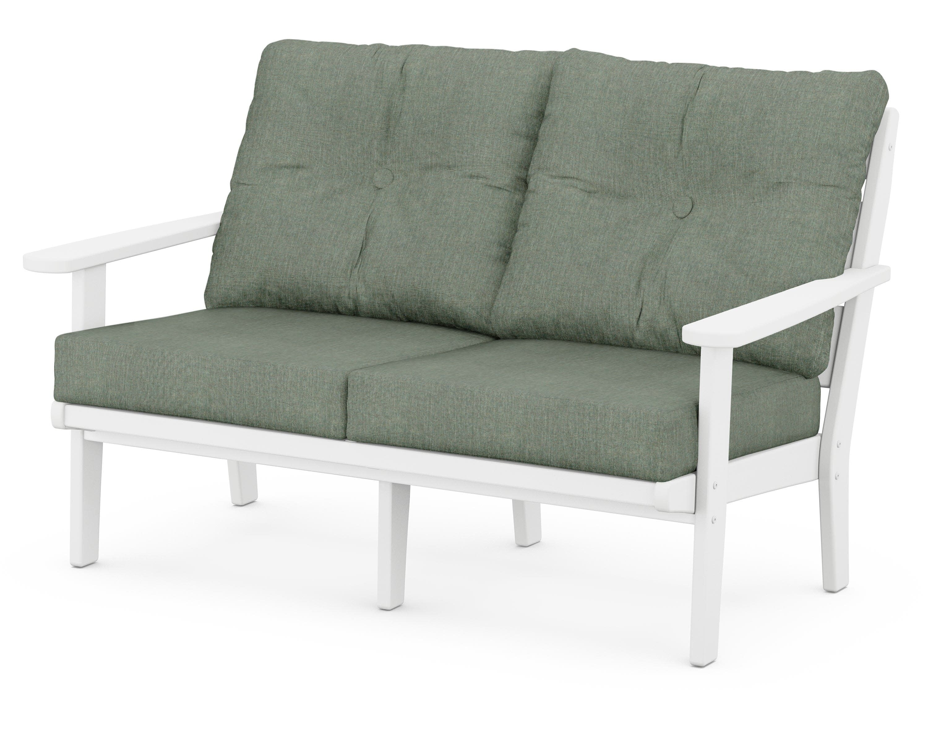 Lakeside Deep Seating Loveseat in White / Cast Sage