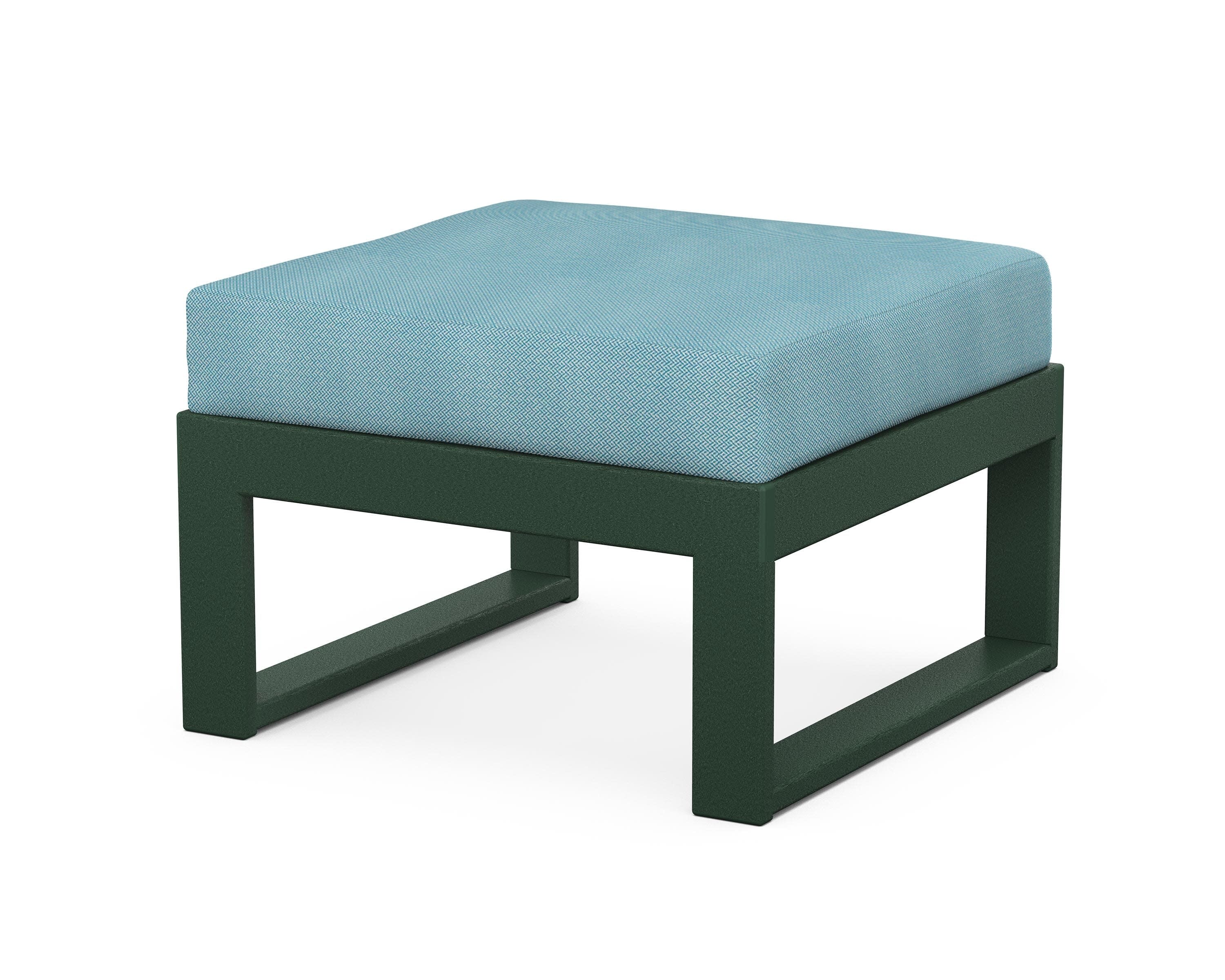 Modular Ottoman - Modern in Green / Lattice Sky Blue