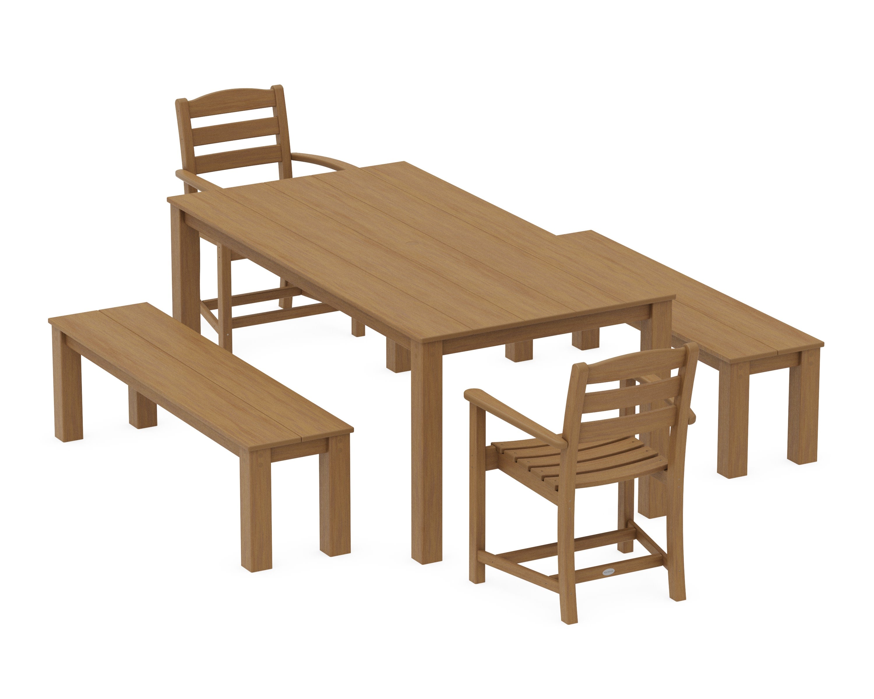 La Casa Cafe' 5-Piece Parsons Dining Set with Benches in Natural