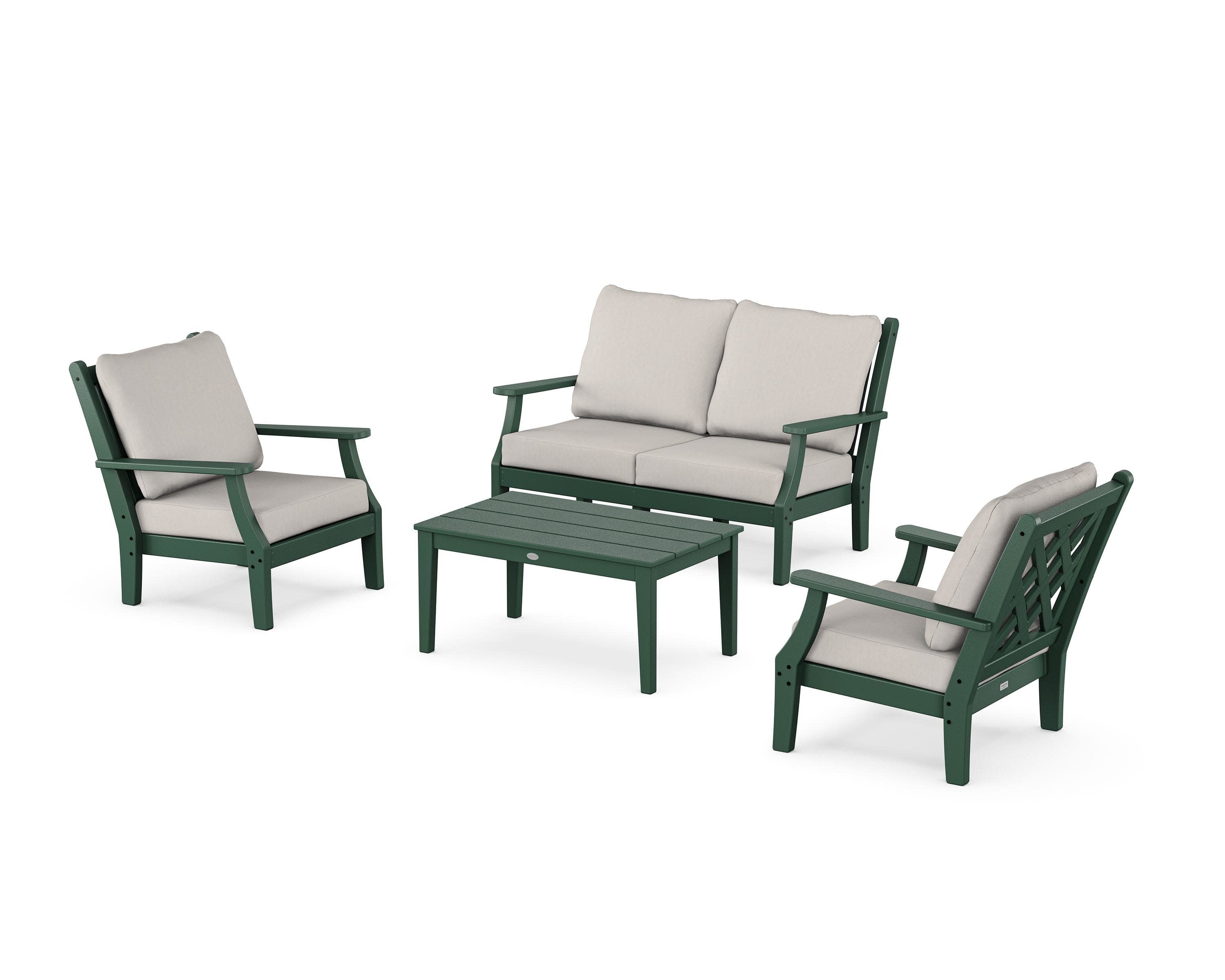 Wovendale 4-Piece Deep Seating Set with Loveseat in Green / Cast Ash