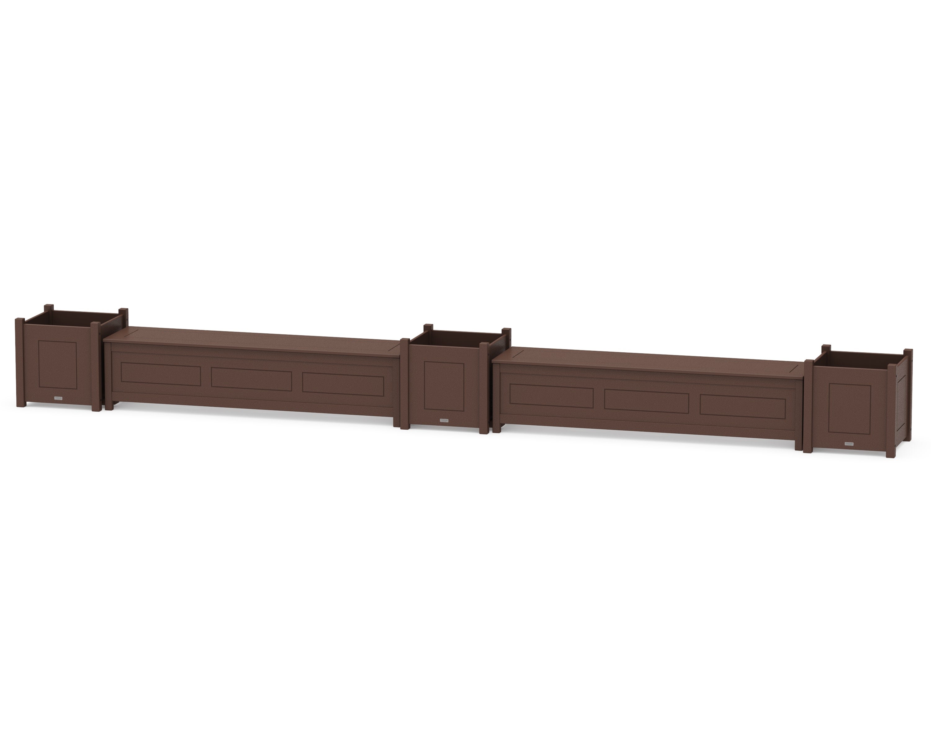 72" Country Living Straight Double Planter Storage Bench Set- Large in Mahogany