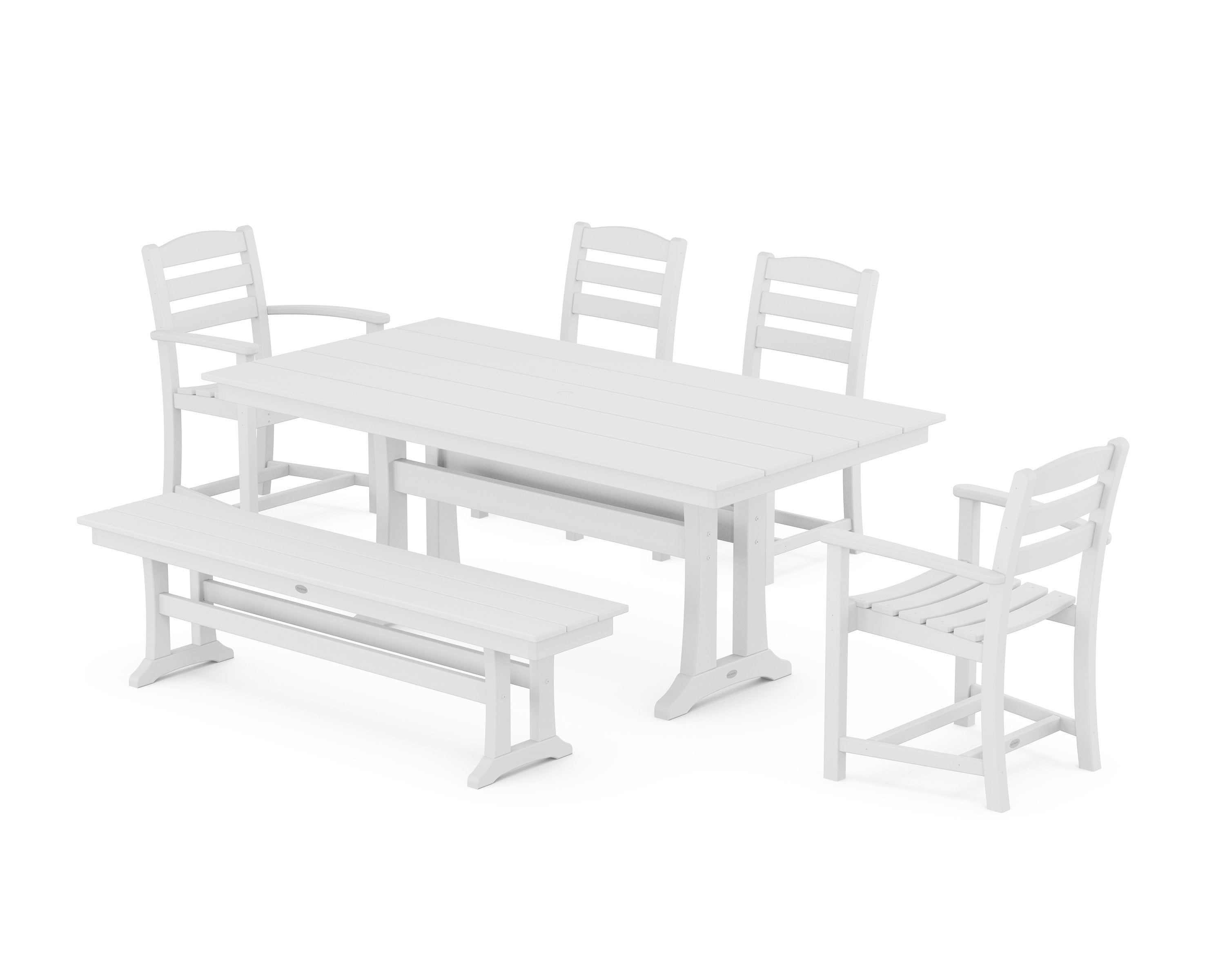 La Casa Cafe 6-Piece Farmhouse Dining Set With Trestle Legs in White