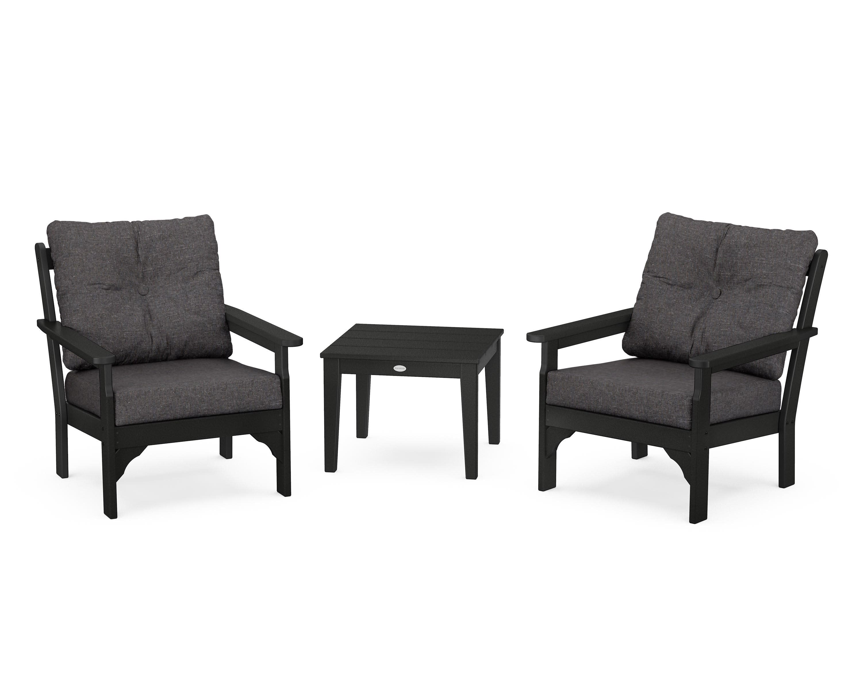 Vineyard 3-Piece Deep Seating Set in Black / Ash Charcoal